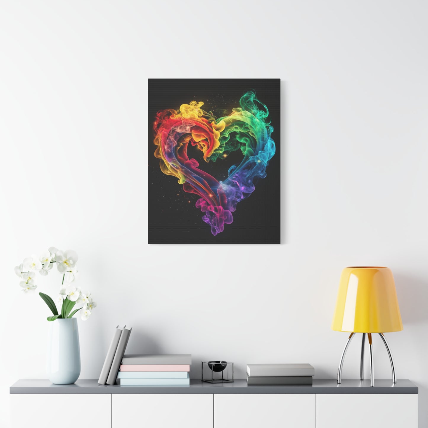 Canvas Art Print - Colorful Smoke Heart Design