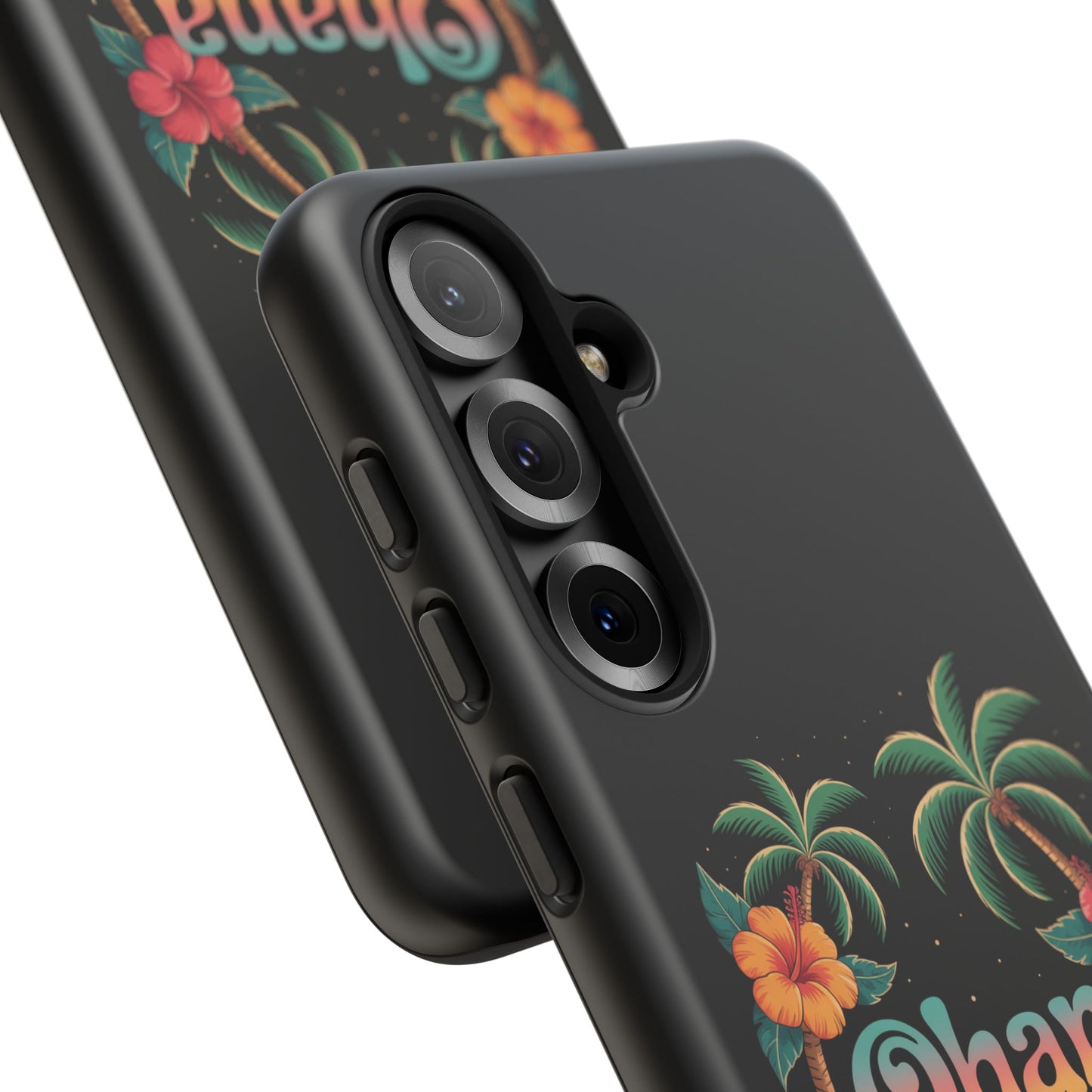Tropical Ohana Samsung Case - Summer Beach Phone Cover - Hawaiian Palm & Hibiscus Design - Rugged & Glossy Protector for Galaxy