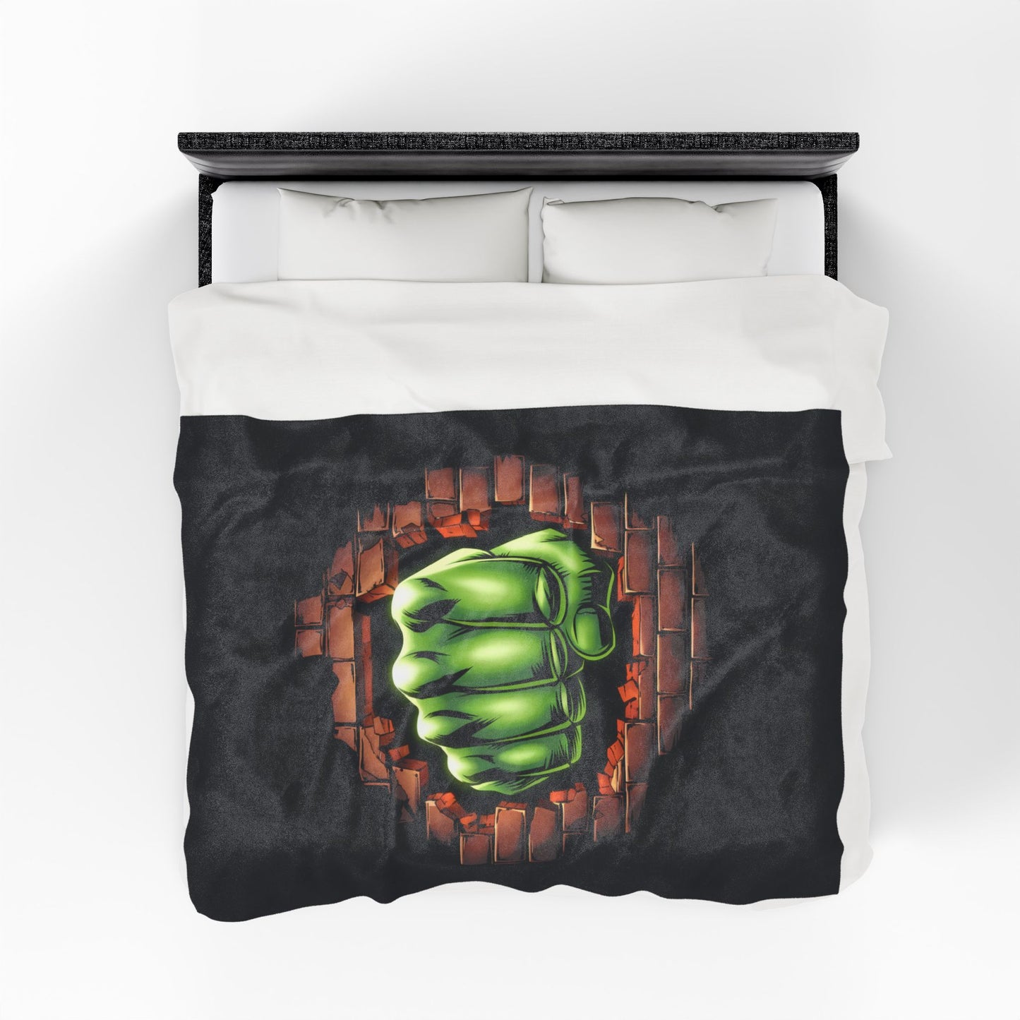 Plush Blanket Green Fist Smash Design, Green Throw, Green Comic Blanket, Geeky Decor