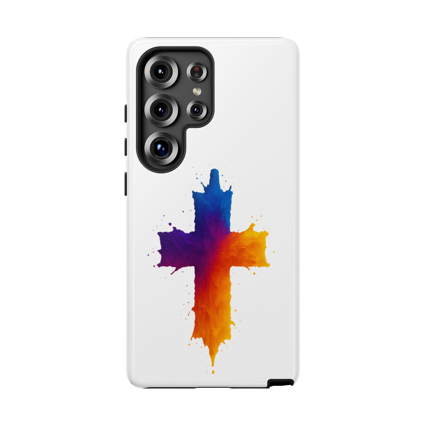Christian Cross Phone Case – Vibrant Watercolor Design, Faith-Based Gift, Bible Verse Inspired Cell Cover