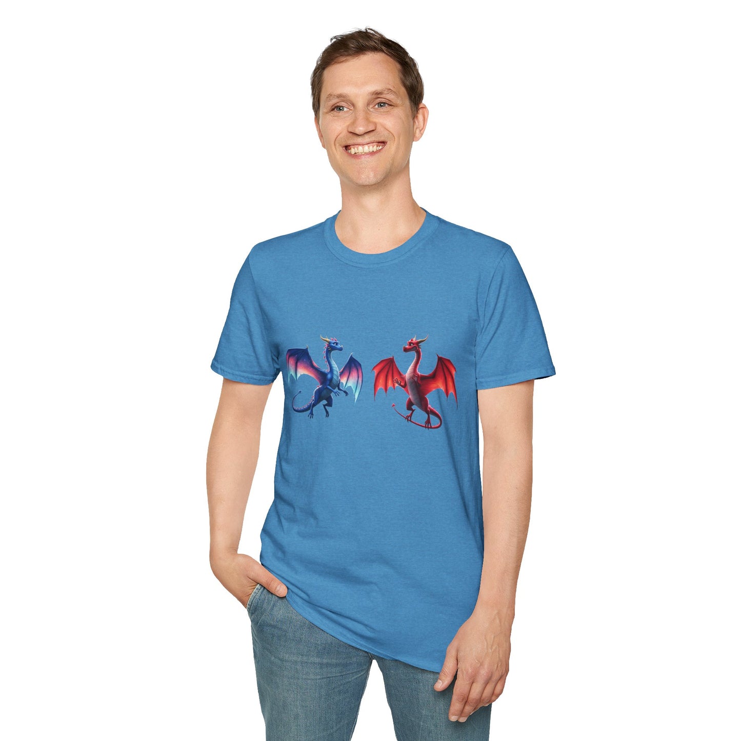 Dragon Duel Fantasy T-Shirt | Fire & Ice Dragon Graphic Tee | Unisex Gamer Shirt | DnD Gift | Cool Mythical Creature Shirt