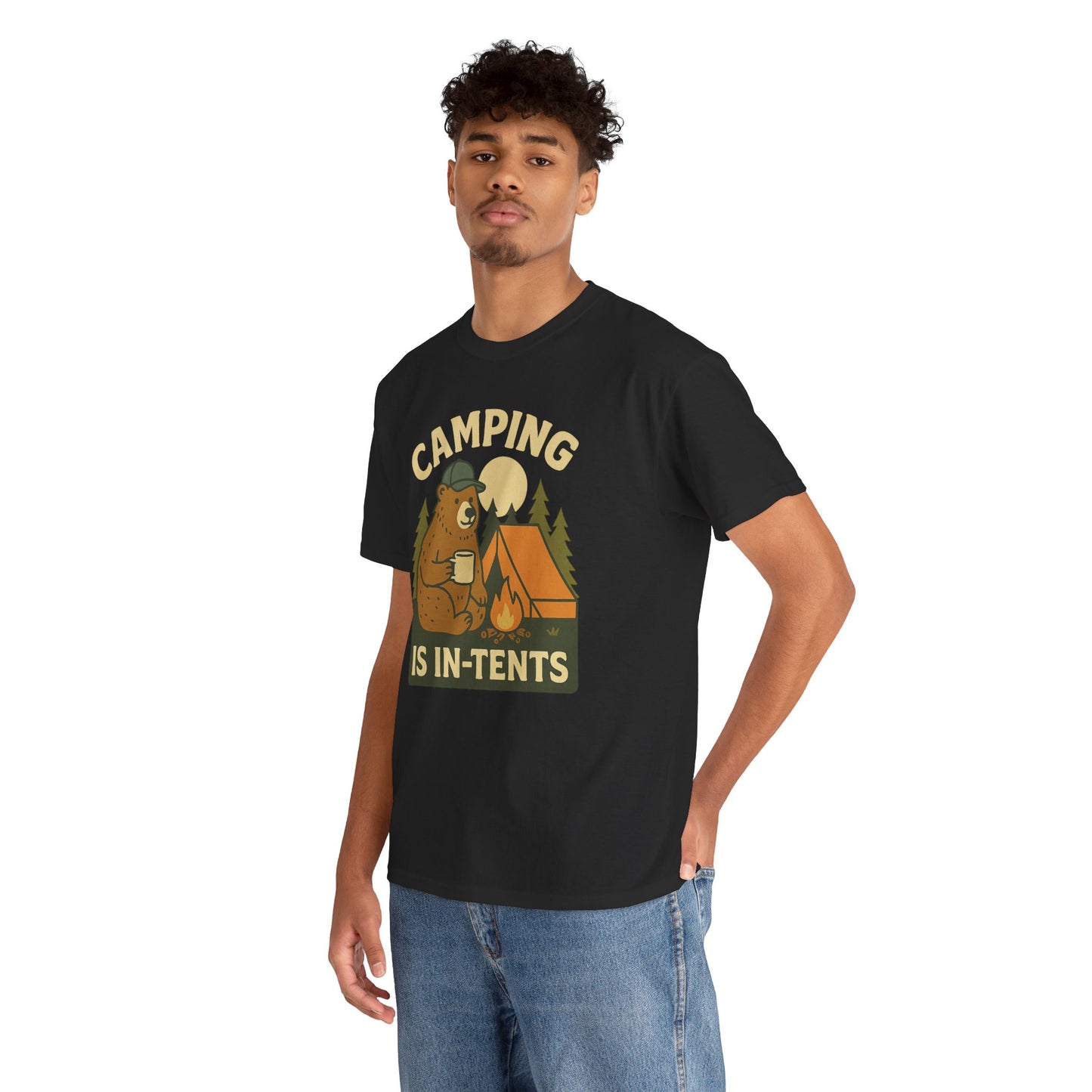 Camping Is In-Tents Funny Bear Camping Tee - Cute Outdoorsy Pun Shirt - Retro Campfire Graphic, Nature Lover Gift, Unisex Adventure Apparel