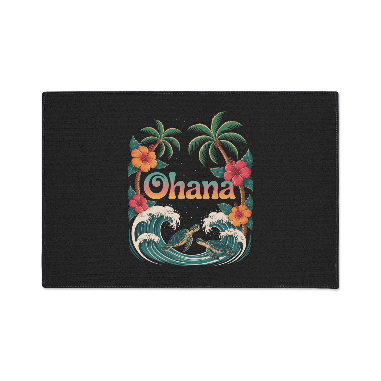 Ohana Hawaiian Door Mat - Tropical Welcome Mat - Beach House Entryway Rug - Coastal Home Decor - Island Aloha Summer Doormat
