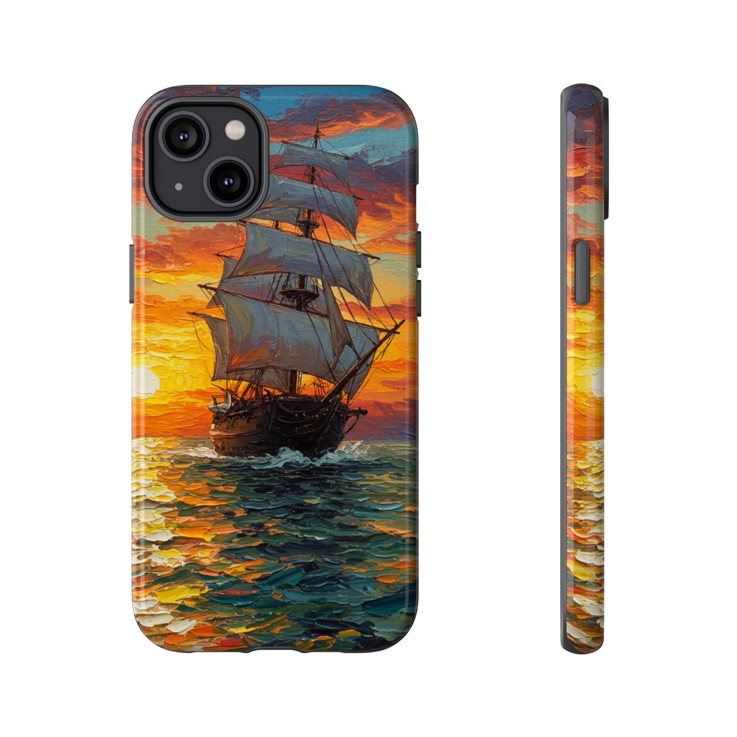 iPhone Case - Ship Sailing at Sunset Design