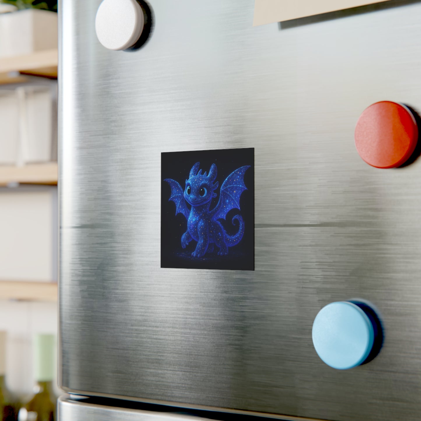 Galaxy Dragon Fridge Magnet - Cute Fantasy Starry Dragon Magnet Gift for Kids & Adults - Celestial Art Kitchen Decor