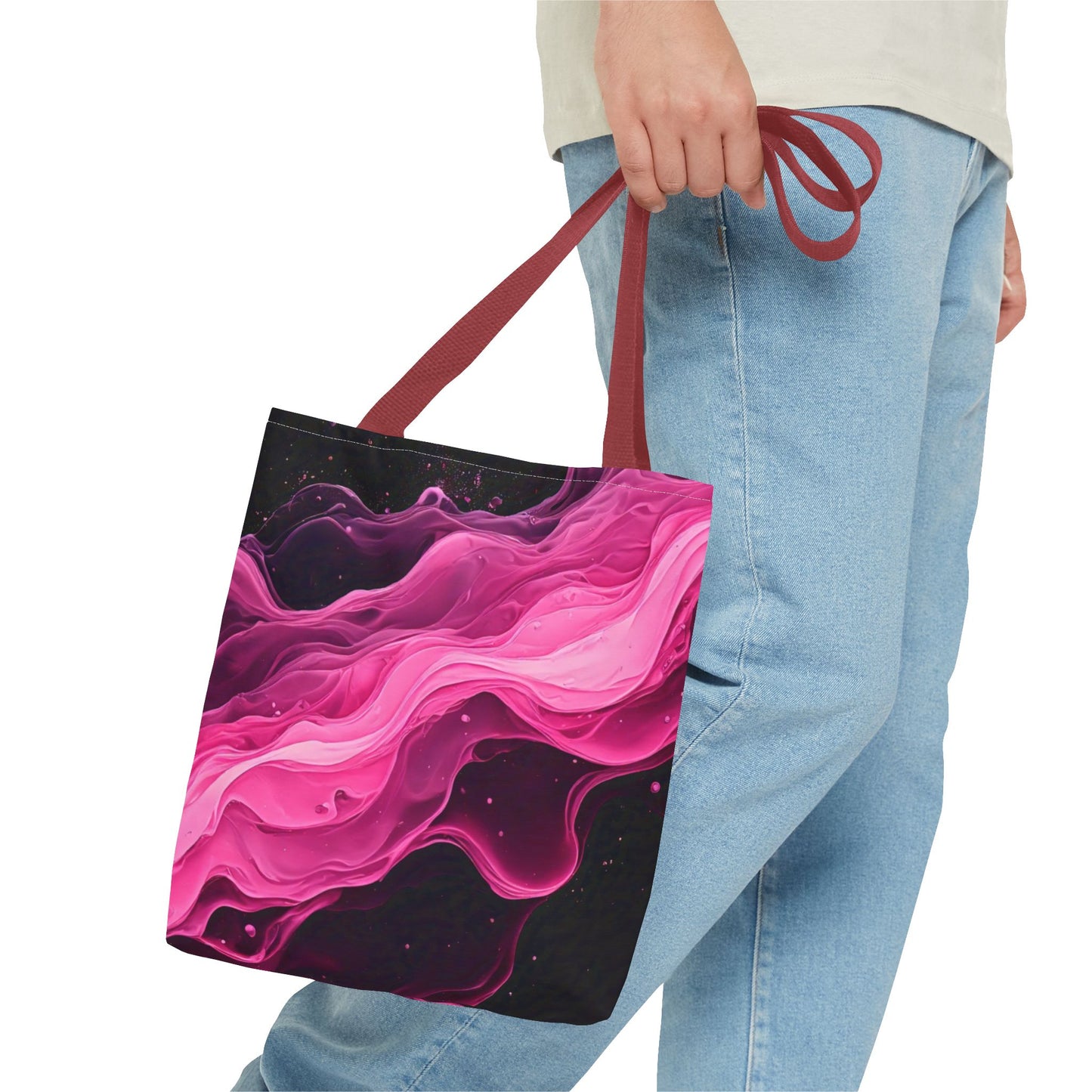 Pink Abstract Tote Bag | Bold Magenta Swirl Art Print Tote | Abstract Expressionism Carryall | Statement Shopper | Canvas Tote Bag