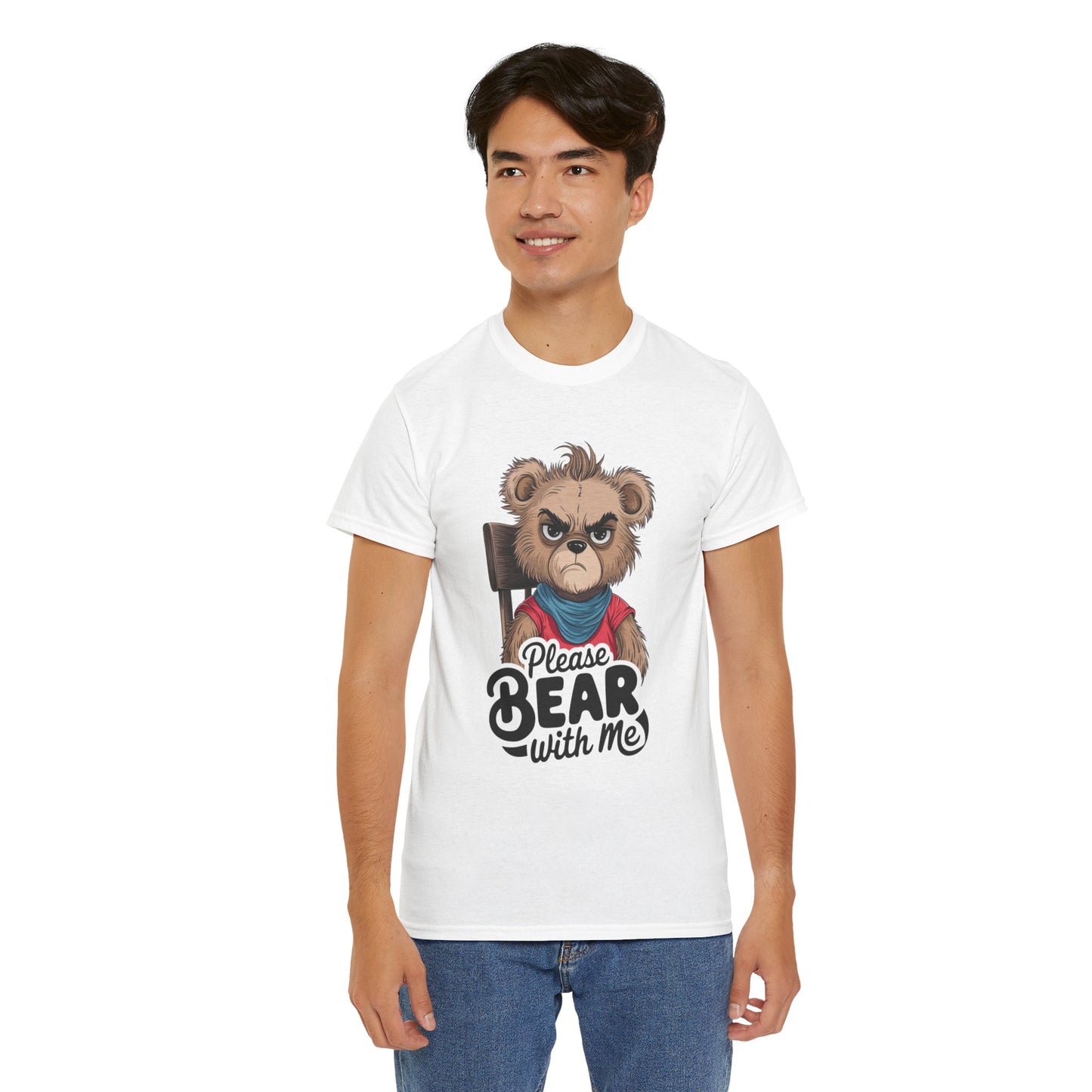 Grumpy Bear Graphic Tee – Please Bear With Me Shirt – Funny Animal T‑shirt – Sarcastic Humor Gift – Cute Bear Meme Art Tee