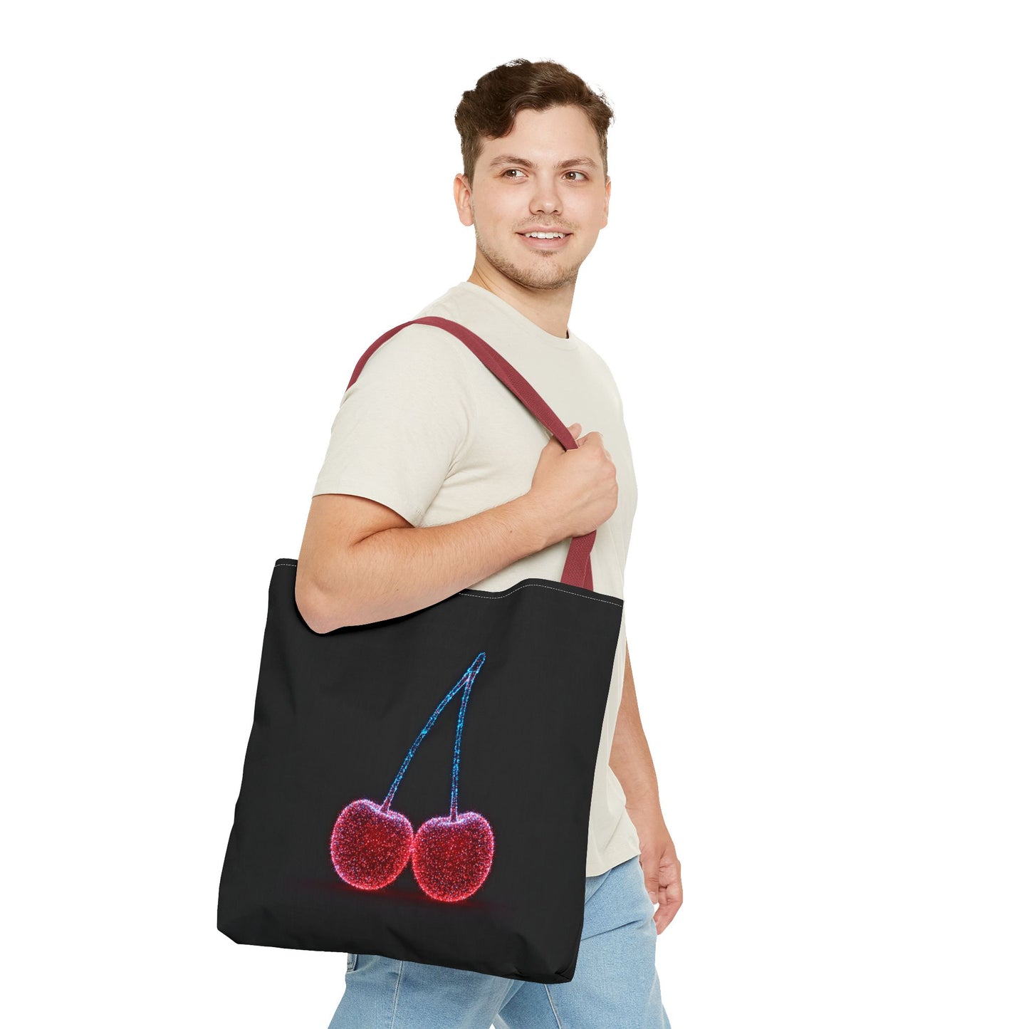 Sparkling Cherry Tote Bag Reusable Bag Shopping Bag Cherry Bag Reusable Tote