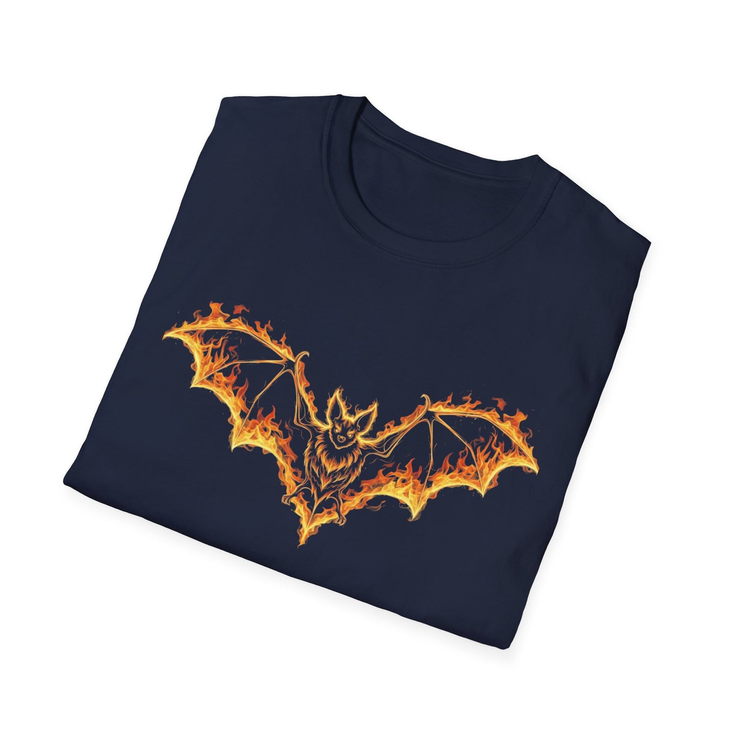 Flaming Bat T-Shirt | Fire Bat Gothic Graphic Tee | Halloween Creature Shirt | Fantasy Bat Design | Metalcore Dark Aesthetic Shirt