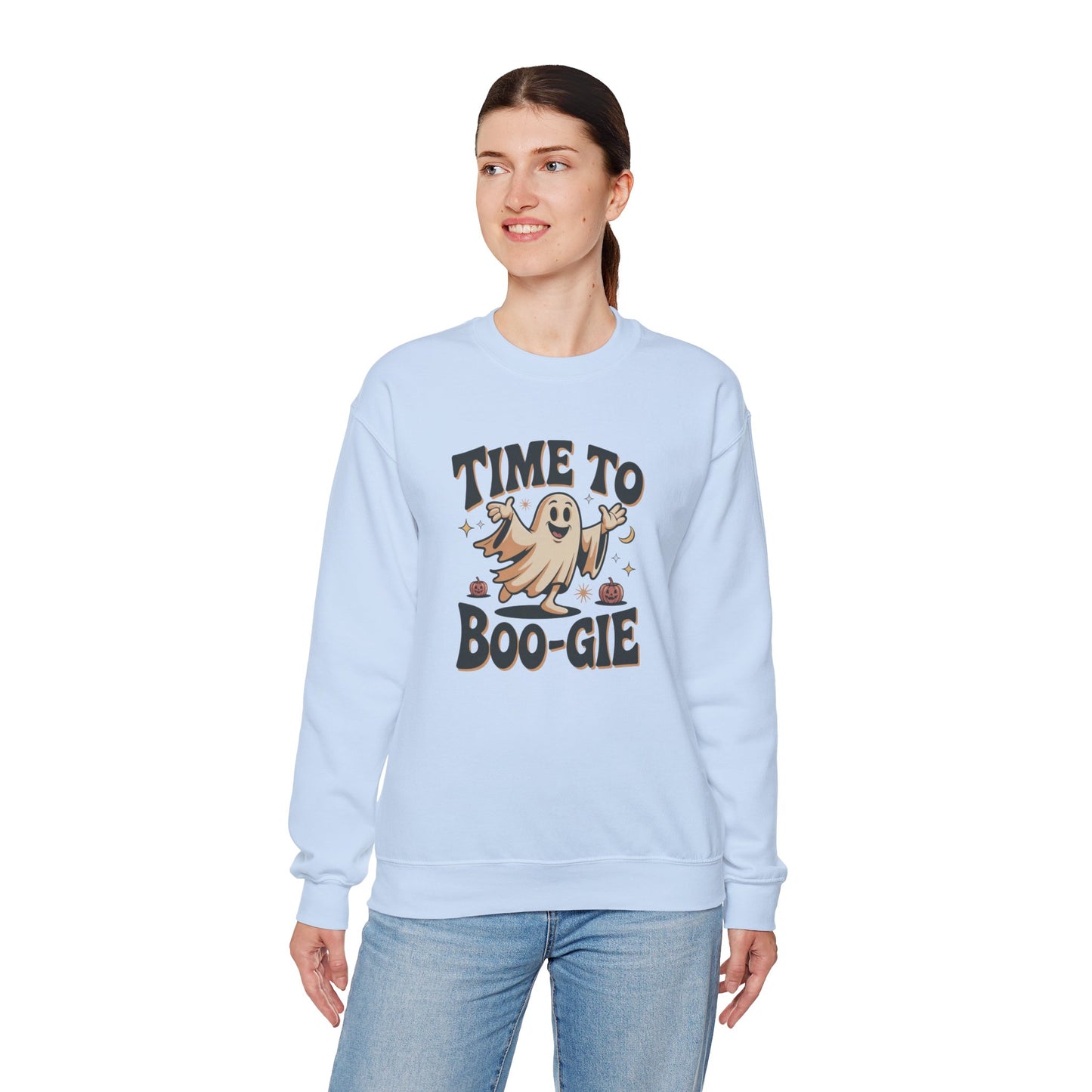 Time to Boo-gie Sweatshirt, Cute Ghost Halloween Crewneck, Spooky Sayings Graphic Pullover, Boo-gie Ghost Sweater, Fall Spooky Season Outfit