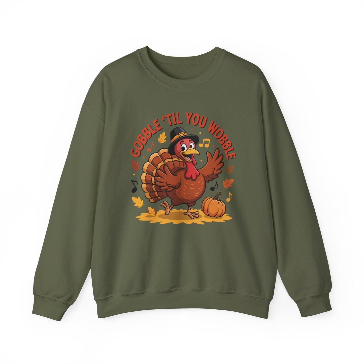 Gobble Til You Wobble Sweatshirt, Funny Cartoon Turkey Thanksgiving Crewneck, Dancing Turkey Fall Pullover, Cozy Friendsgiving Holiday Top