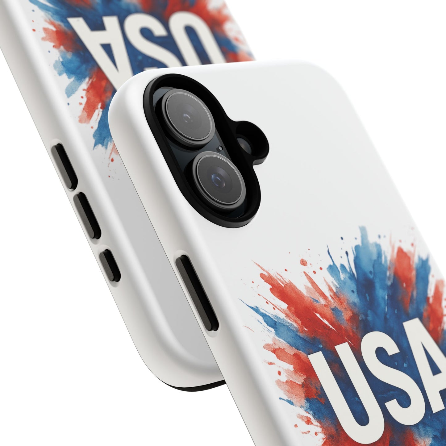USA Splash iPhone Case - Patriotic Red White Blue Tough Cover, Dual-Layer Protection, 4th of July Memorial Day Gift