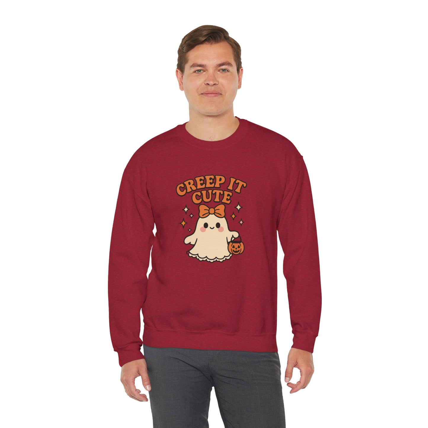 Cute Ghost Sweatshirt, Creep It Cute Crewneck, Spooky Halloween Pullover, Sweet Ghost Graphic Sweatshirt, Trick-Or-Treat Gift Top
