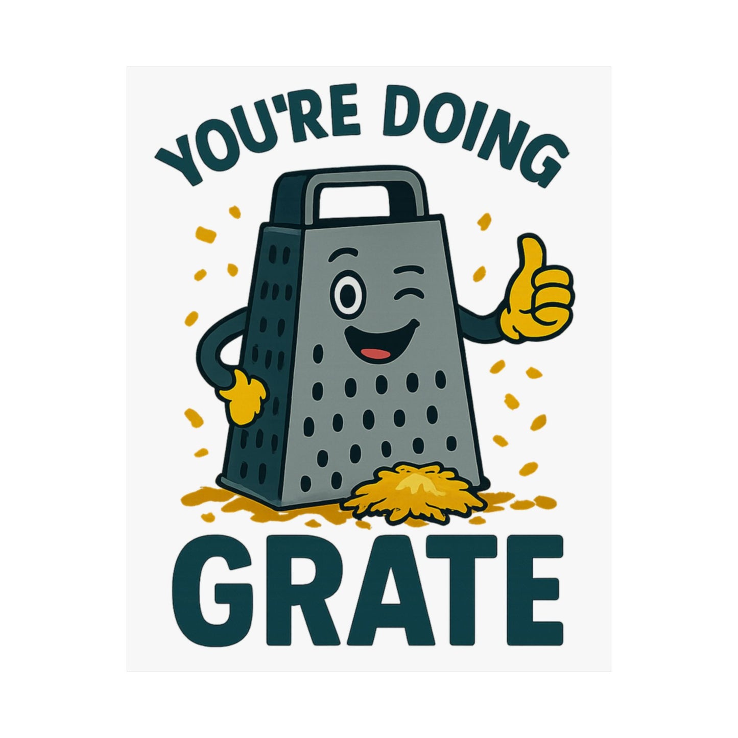 Poster - 'You're Doing Grate' Funny Decor Gift for Chef Kitchen Decoration Inspirational Saying for Cheese Lovers