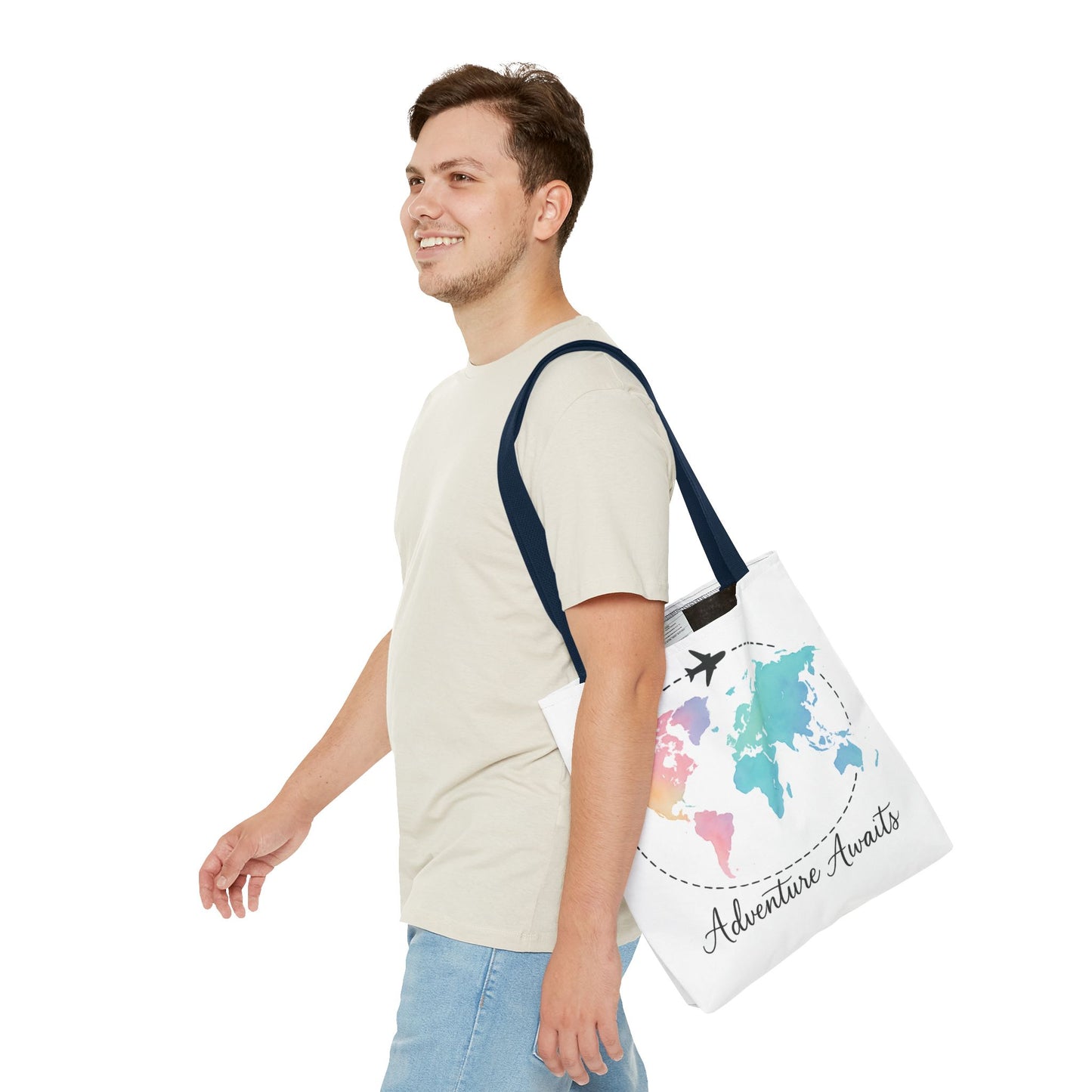 Adventure Awaits Watercolor World Map Tote Bag | Travel Canvas Tote | Wanderlust Gift, Beach, Camping, Airport Carryall, Eco-Friendly