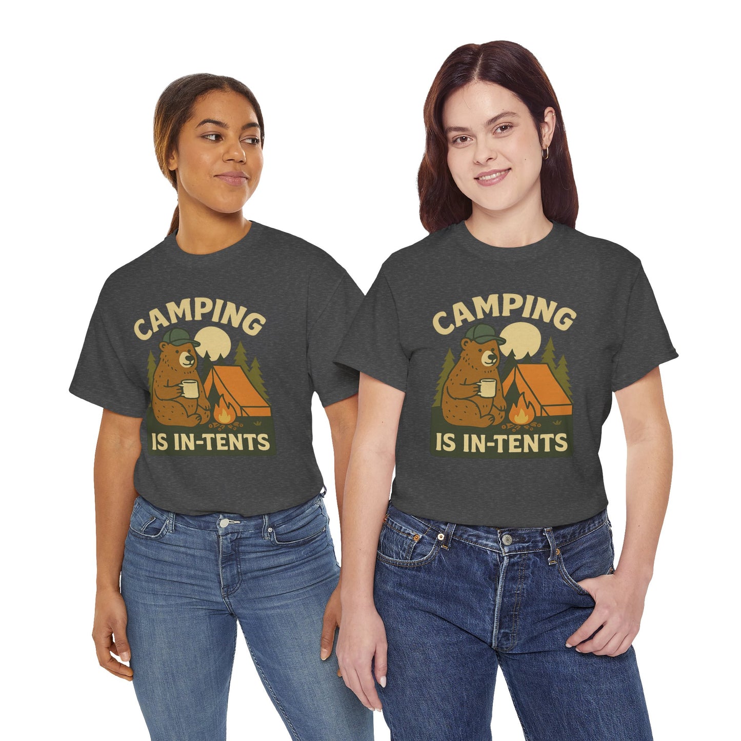 Camping Is In-Tents Funny Bear Camping Tee - Cute Outdoorsy Pun Shirt - Retro Campfire Graphic, Nature Lover Gift, Unisex Adventure Apparel