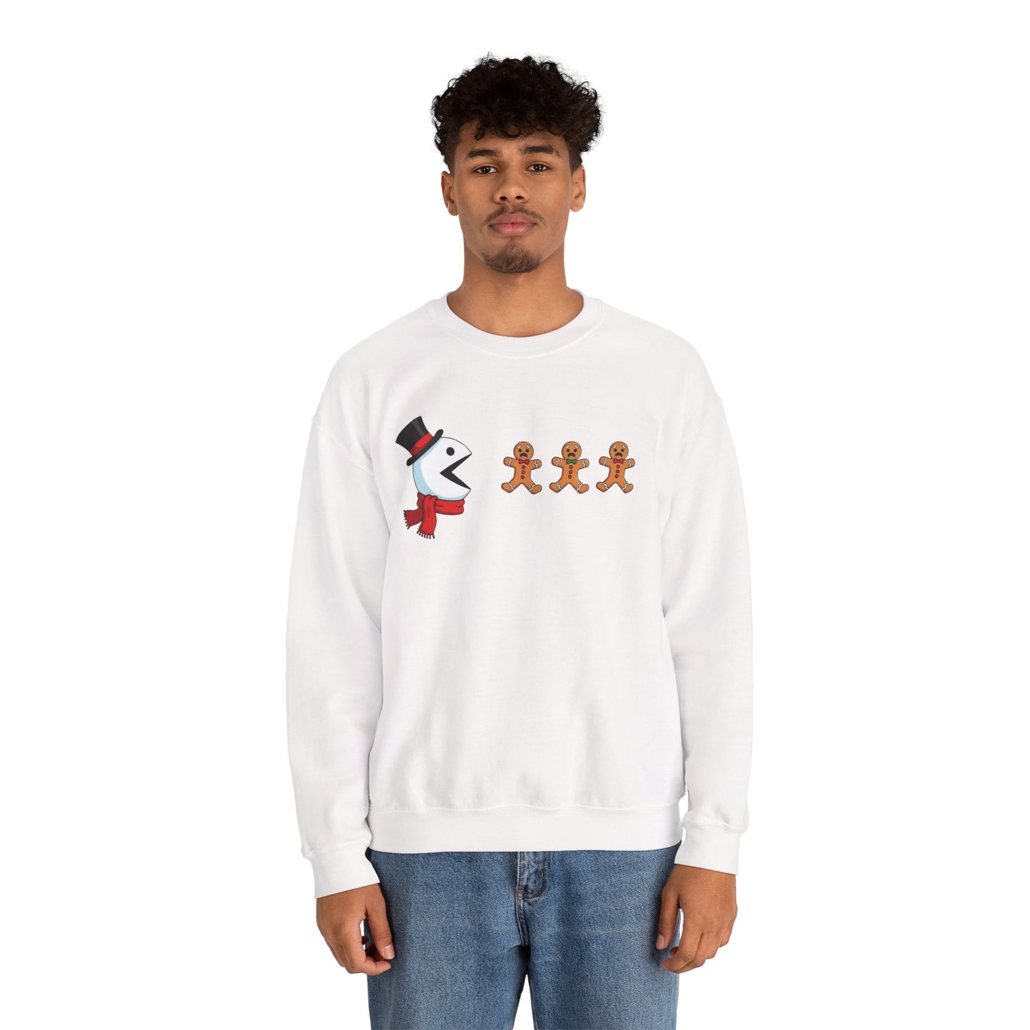 Funny Snowman And Gingerbread Sweatshirt, Cute Christmas Crewneck, Holiday Winter Sweater, Festive Graphic Pullover For Men And Women