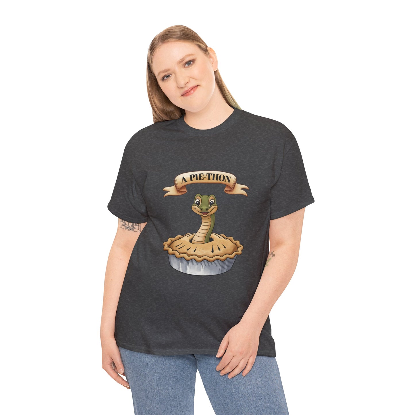 A Pie-Thon Funny Snake Pun Shirt – Cute Animal Joke T-Shirt – Quirky Graphic Tee for Pun Lovers, Reptile Fans, and Unique Gift Ideas