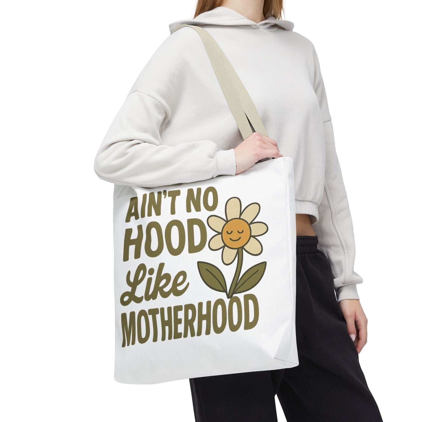 Motherhood Tote Bag with Flower Design Mother's Day Bag Tote for Mom Reusable Shopping Bag