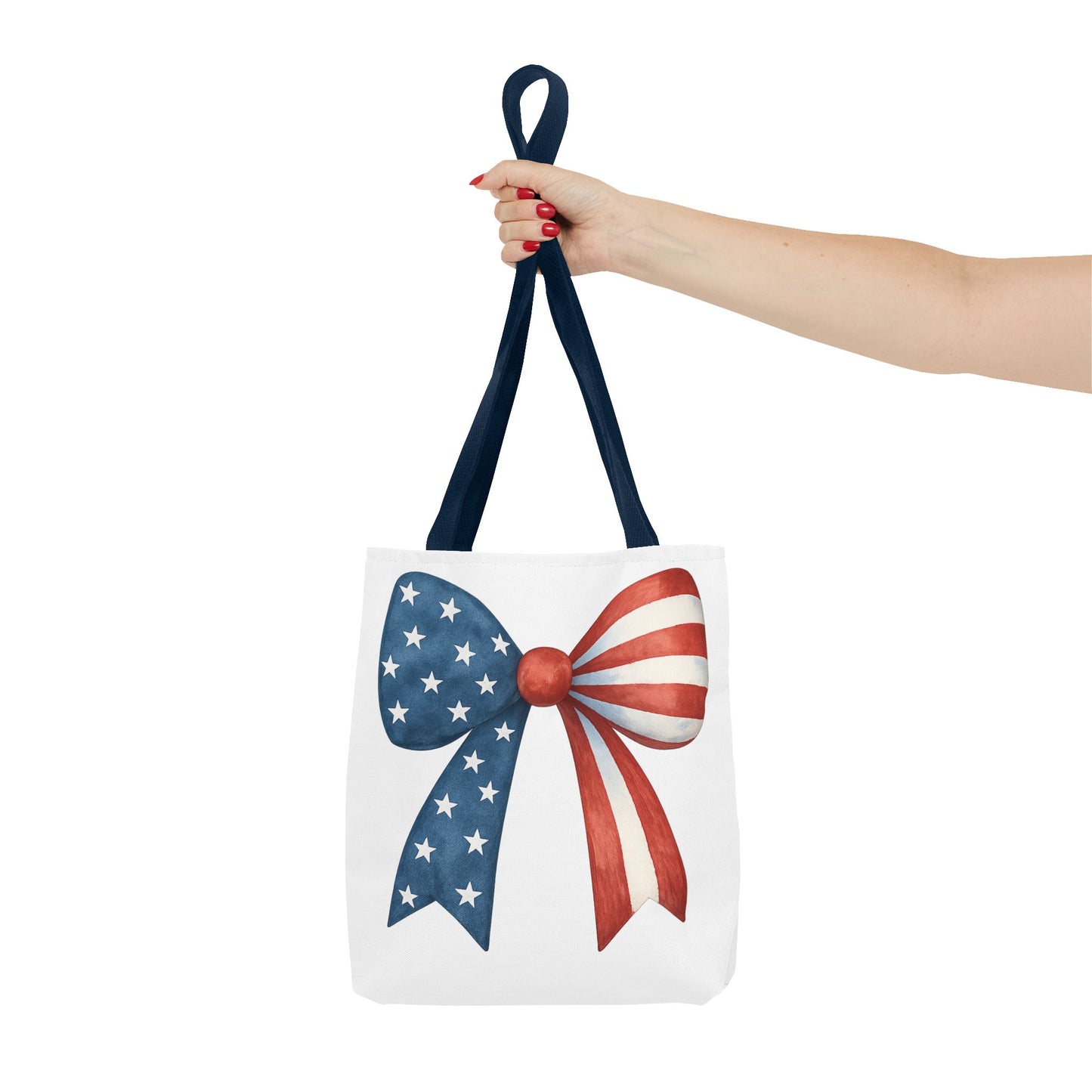 Patriotic Bow Tote Bag | 4th of July Reusable Bag | American Flag Tote | USA Stars Stripes Bag | Independence Day Gift | USA Market Bag