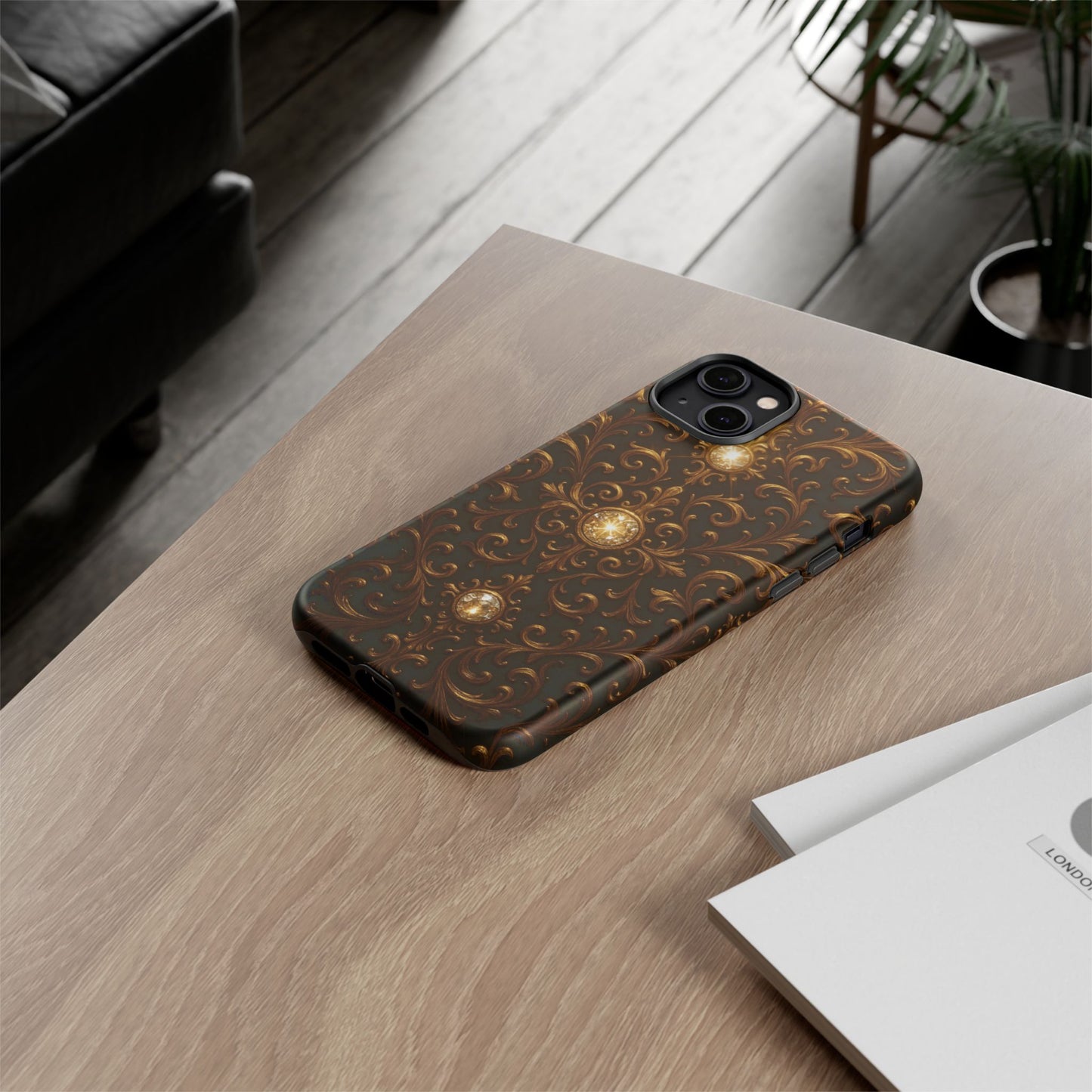 Baroque iPhone Case β Elegant Gold Floral Scroll Design for iPhone 16, 15, 14, 13, Pro Max & More