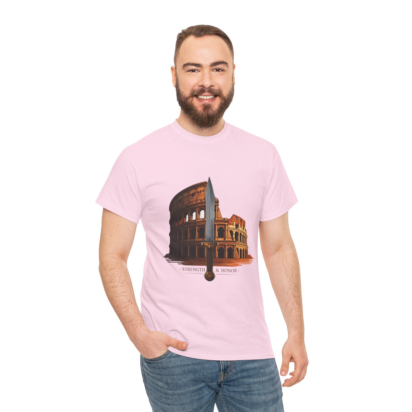Strength & Honor Gladiator Shirt – Roman Colosseum Sword Graphic Tee – Ancient Rome History T-Shirt for Gladiator & Travel Fans