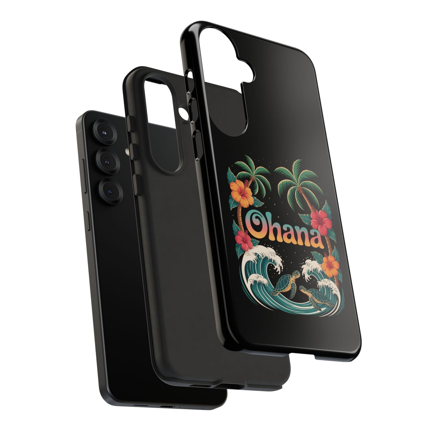 Tropical Ohana Samsung Case - Summer Beach Phone Cover - Hawaiian Palm & Hibiscus Design - Rugged & Glossy Protector for Galaxy