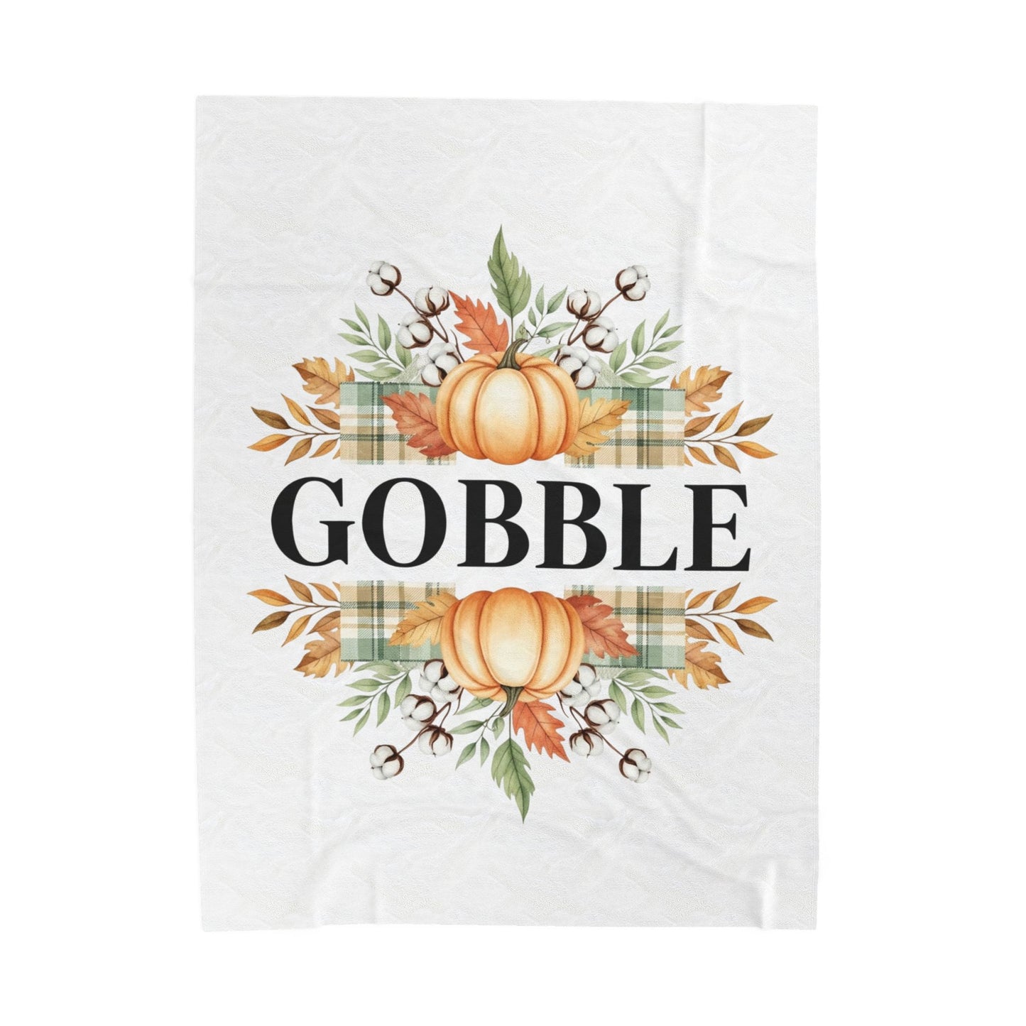 Gobble Fall Blanket, Thanksgiving Throw Blanket With Pumpkins And Leaves, Cozy Autumn Decor, Soft Fleece Blanket Gift For Family Gatherings