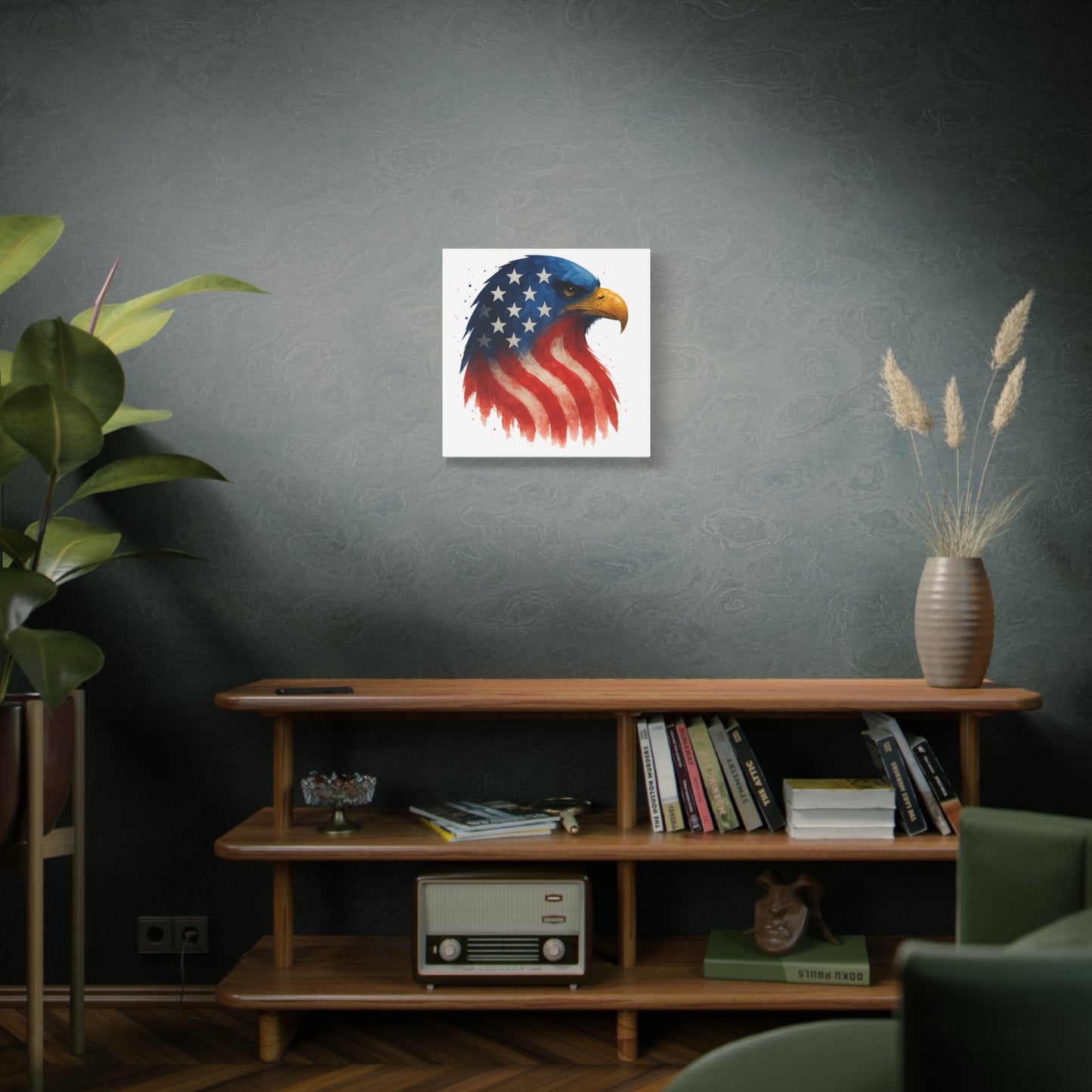 Patriotic Eagle Canvas Wall Art - American Flag Eagle Print - 4th of July Decor, USA Home and Office Gift - Ready to Hang Canvas Art