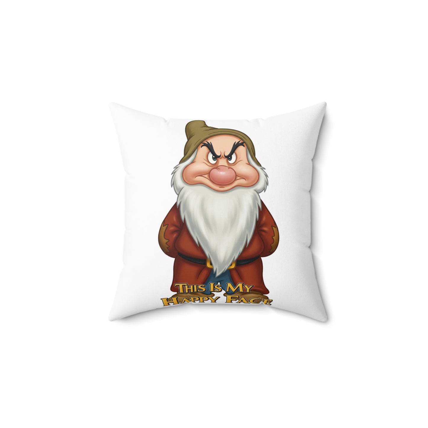 Funny Gnome 'This Is My Happy Face' Pillow - Perfect Home Decor for Gnome Lovers
