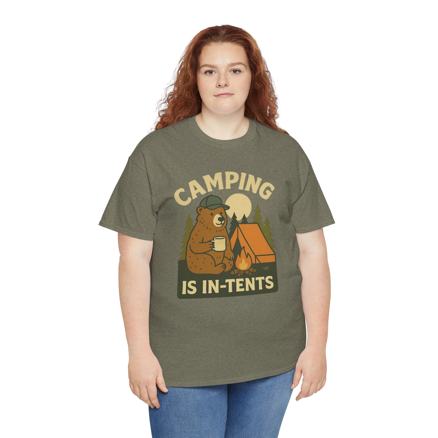 Camping Is In-Tents Funny Bear Camping Tee - Cute Outdoorsy Pun Shirt - Retro Campfire Graphic, Nature Lover Gift, Unisex Adventure Apparel