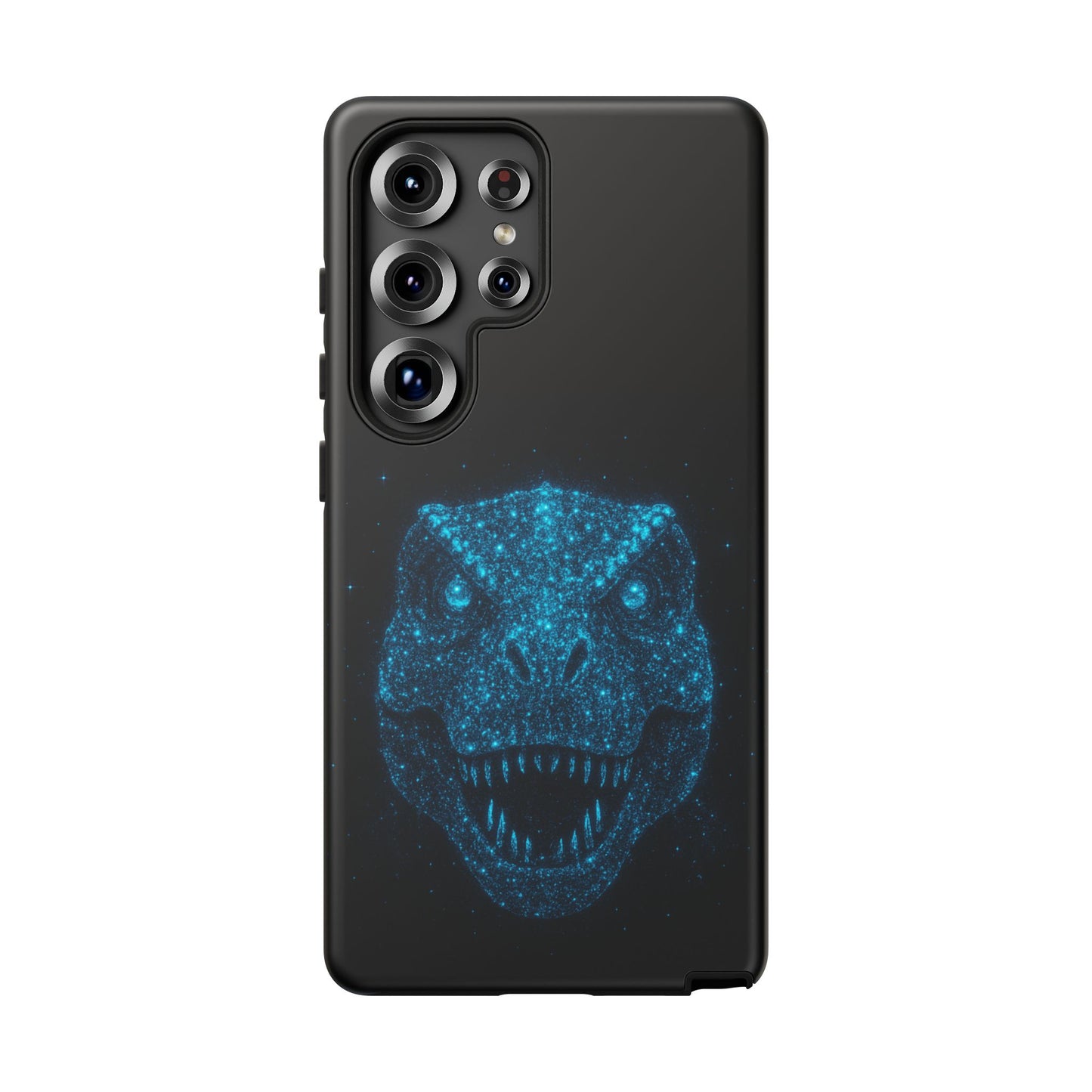 Bioluminescent T-Rex Samsung Case - Galaxy Tough Dual-Layer Cover, Cosmic Dino Particle Design, S25 S24 S23 Gift