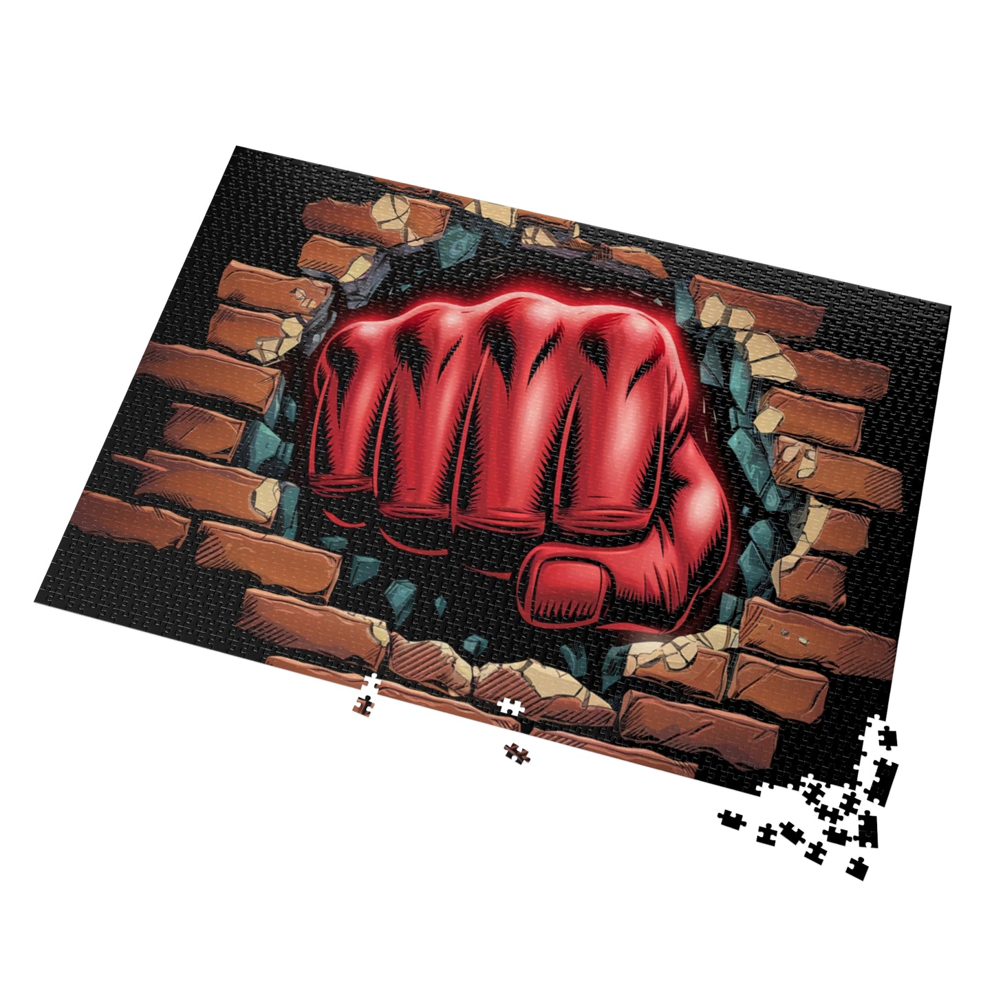 Jigsaw Puzzle - Red Fist Smash Design