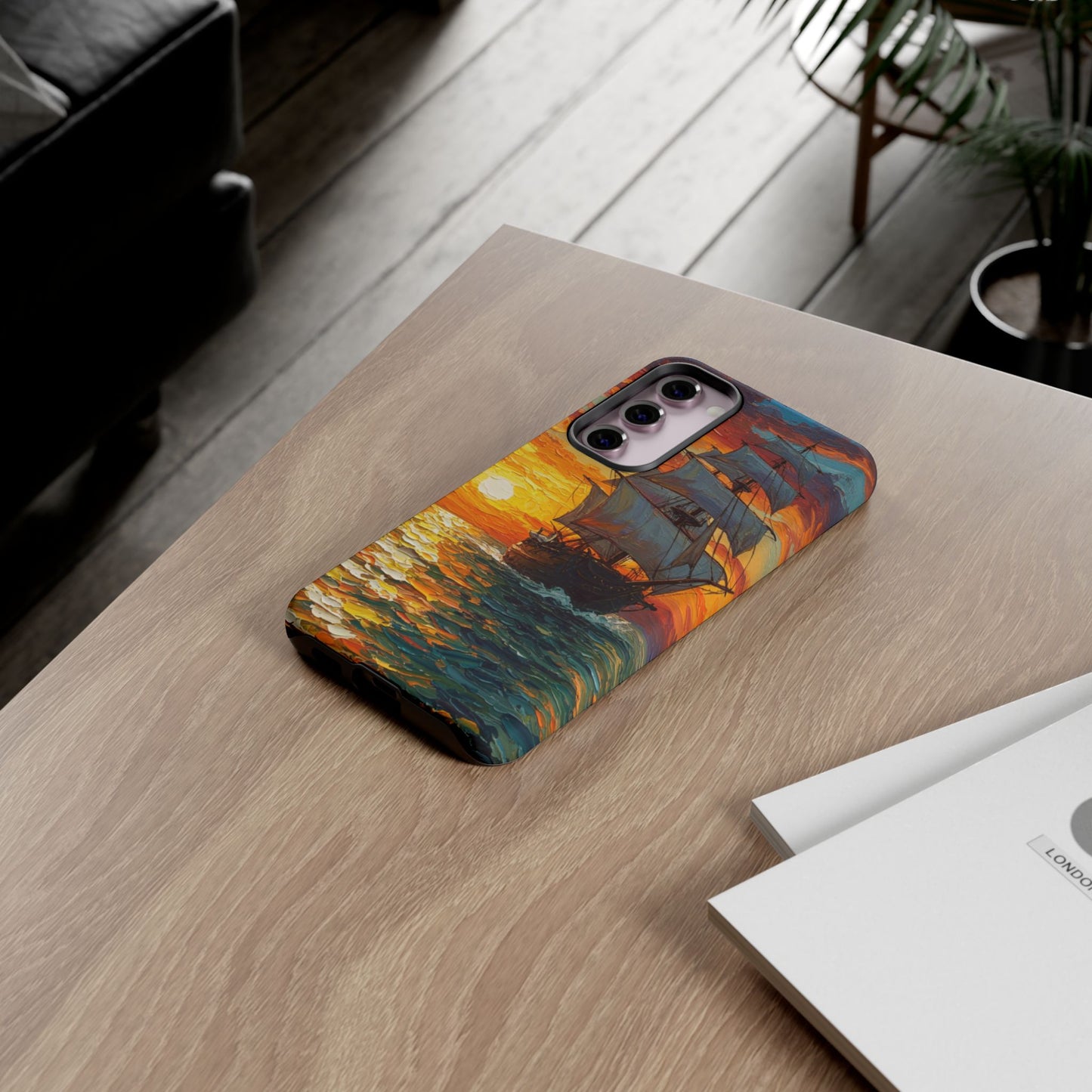 Samsung Galaxy Case - Ship Sailing at Sunset Design