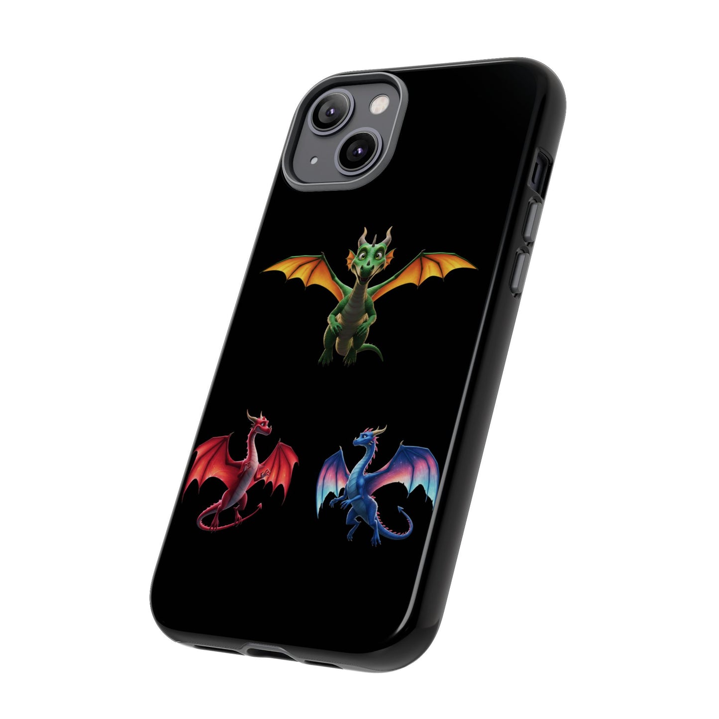 Vibrant Fantasy Dragon iPhone Case - Tough Armor Cover for iPhone 15/14/13 - Colorful Mythical Wings Gift for Dragon Lovers