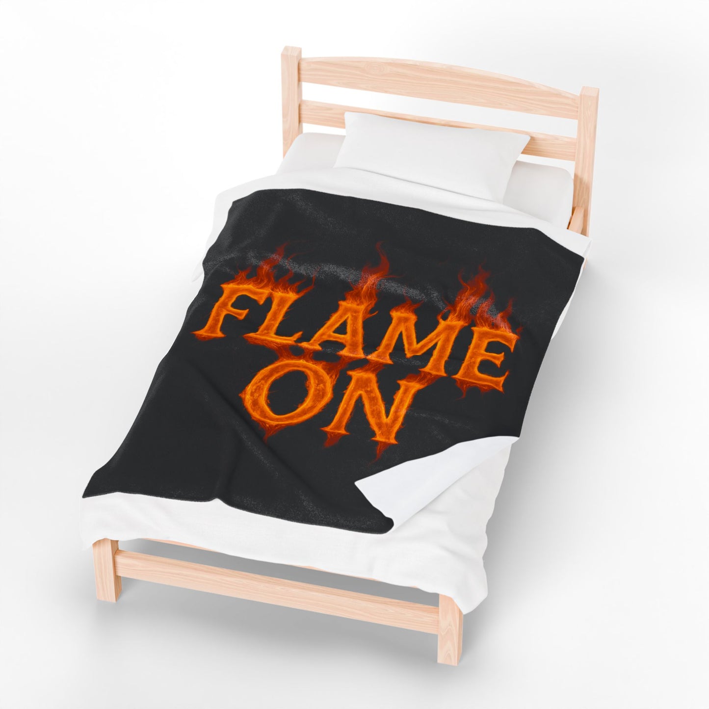 Flame On Fire Typography Blanket - Bold Flame Text Fleece Throw for Comic Fans, Cozy Fire Aesthetic Decor, Hero-Inspired Bedding Gift