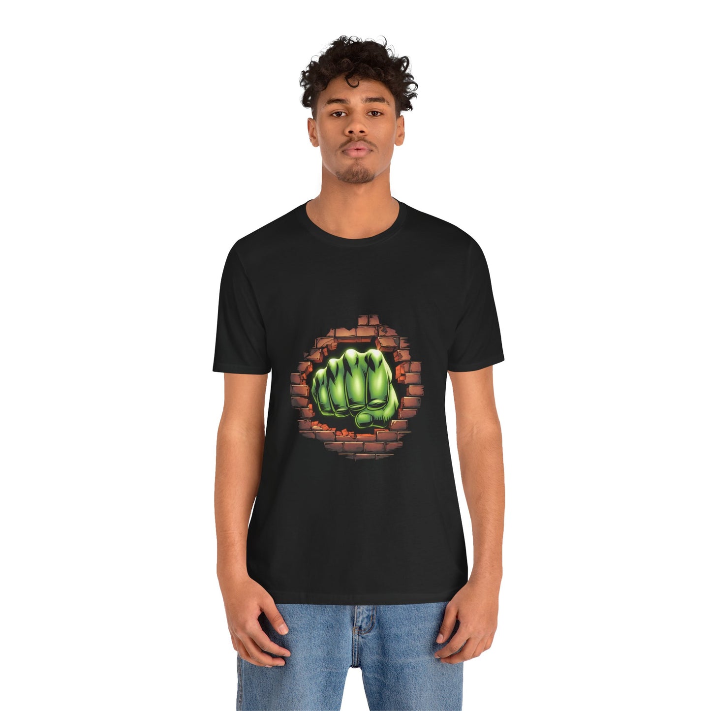 Green Hero Fist Graphic Tee – Superhero Shirt, Comic Pop Art, Gamer Gift, Y2K Dopamine Aesthetic, Funny Nerd Fashion, Unisex T‑shirt