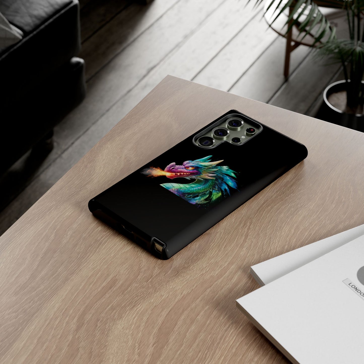 Fire-Breathing Dragon Samsung Case - Tough Fantasy Art Cover - Dark Academia Aesthetic Geek Gift for Galaxy S23/S24/S25/Ultra