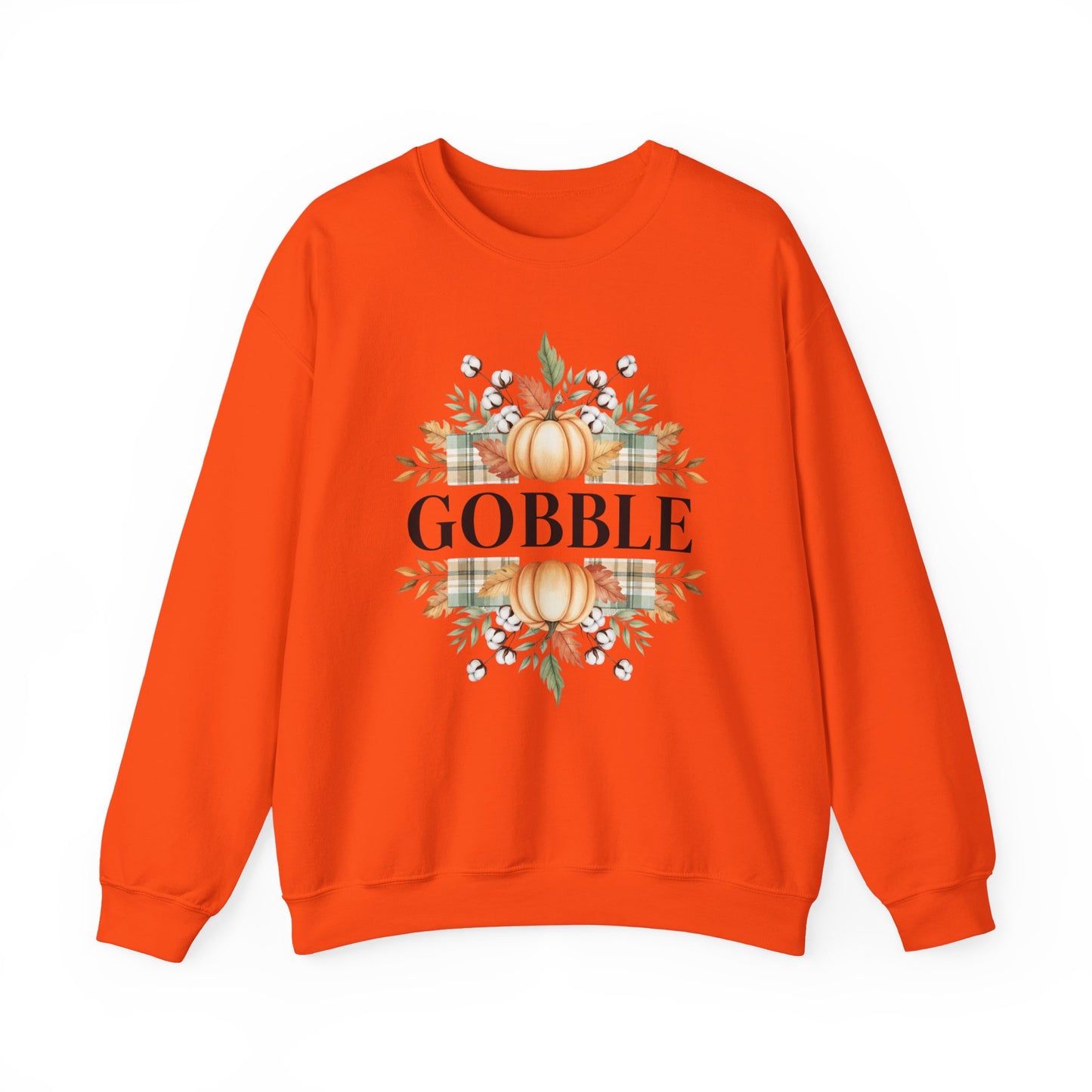 Gobble Turkey Sweatshirt, Thanksgiving Gobble Crewneck, Autumn Pumpkin Leaves Pullover, Fall Graphic Sweatshirt, Cozy Turkey Shirt