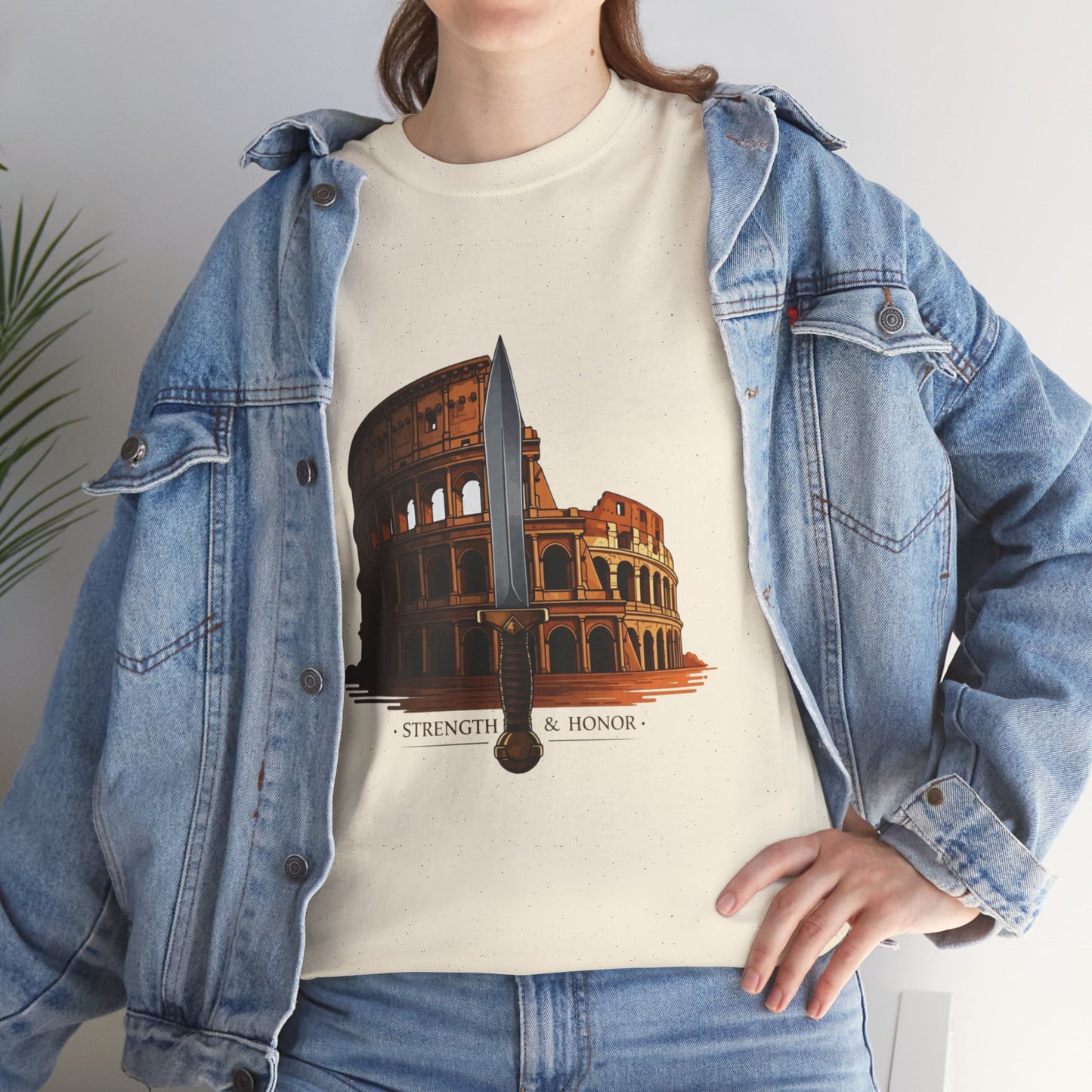 Strength & Honor Gladiator Shirt – Roman Colosseum Sword Graphic Tee – Ancient Rome History T-Shirt for Gladiator & Travel Fans