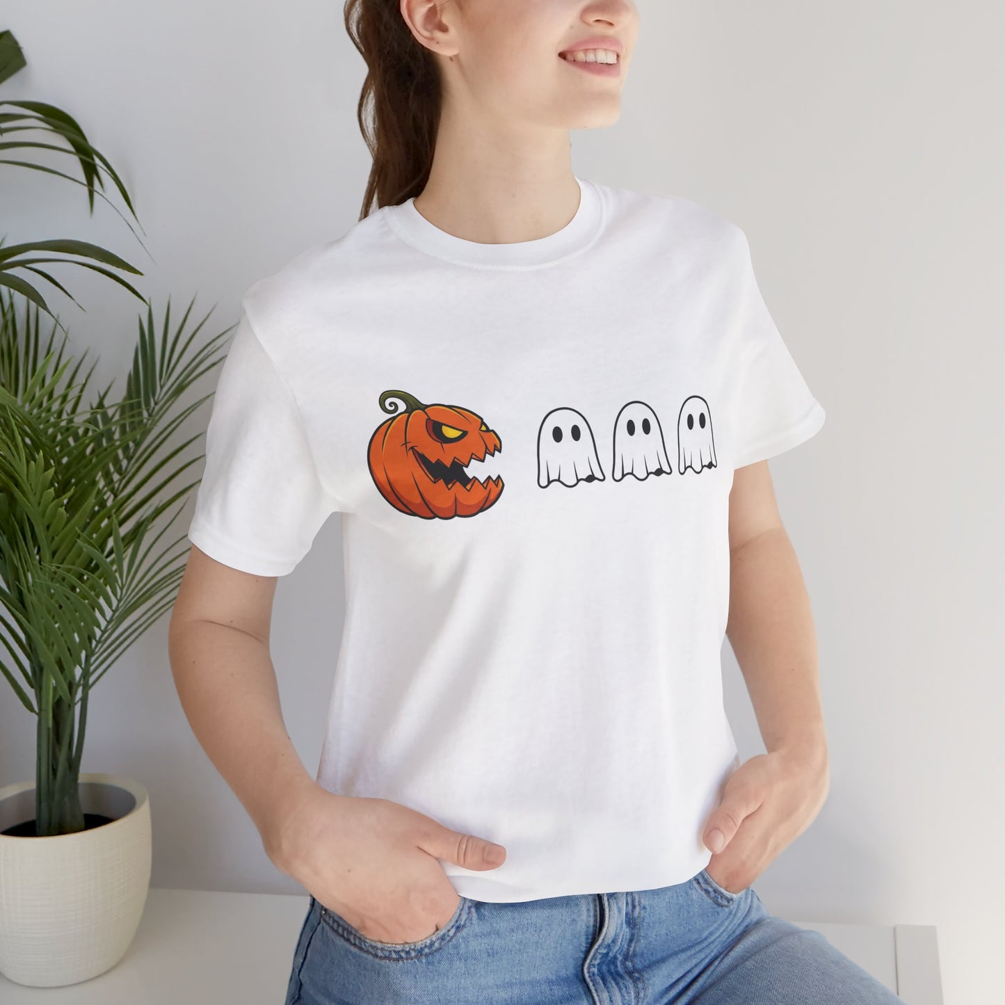 Pumpkin Pac-Man Shirt, Halloween Arcade Tee, Pumpkin Chase Ghosts Tee, Retro Gaming Halloween, Spooky Season Shirt, Vintage Game Pumpkin Top