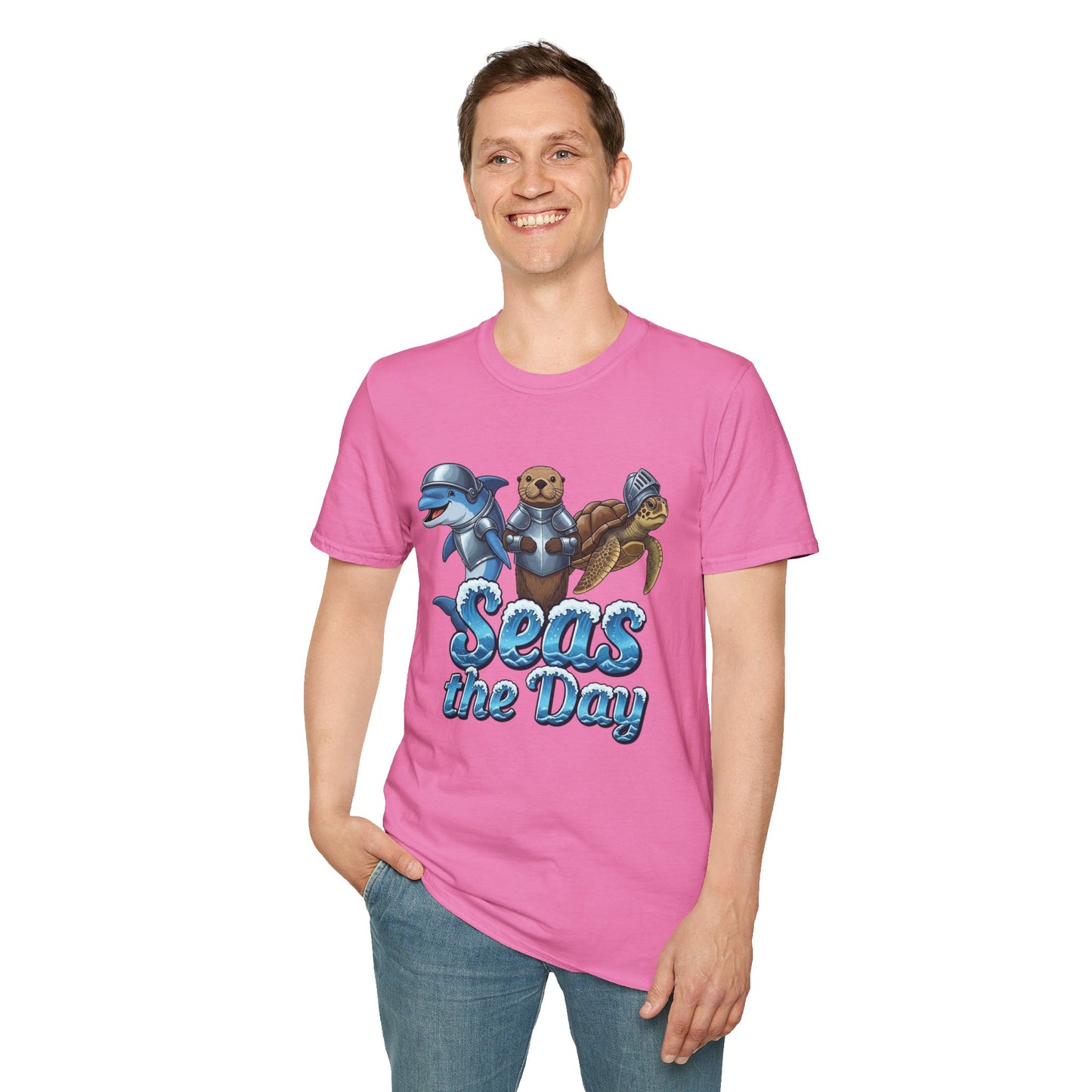 Seas the Day Shirt | Ocean Knight Animals Dolphin Otter Turtle Graphic Tee | Funny Sea Life Adventure Tee | Gift for Beach Lovers