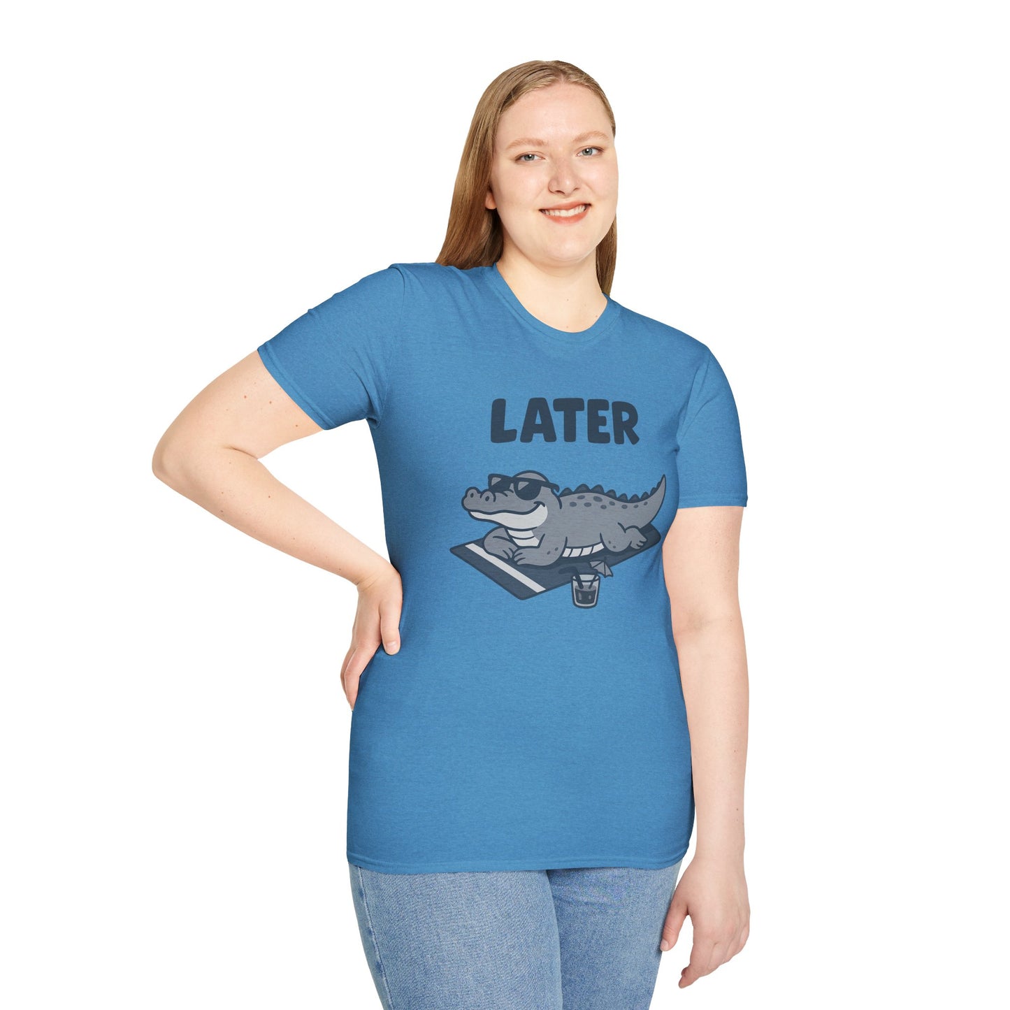 Later Gator Lounge Graphic Tee - Funny Alligator T-Shirt, Summer Vacation Humor, Cute Animal Tee, Relax Gift for Him and Her