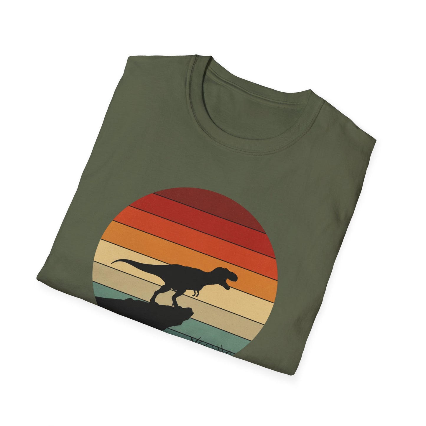 Retro T-Rex Dinosaur Shirt for Men Women - Vintage Sunset Graphic Tee - Unisex Jurassic Gift Idea Funny Casual Dino T-Shirt