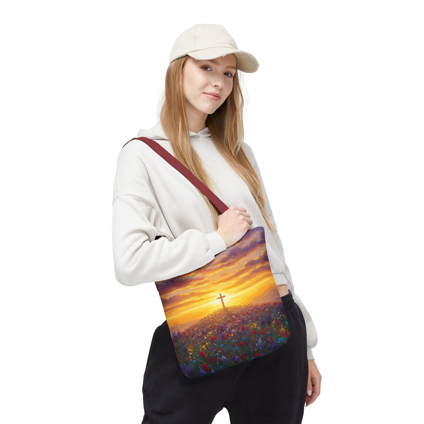 Cross Painted Tote Bag Christian Bag Inspirational Tote Spiritual Bag Religious Tote Bag
