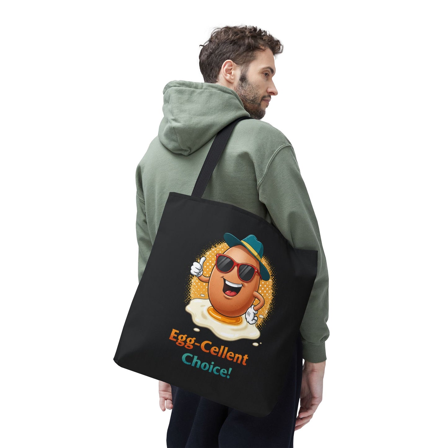 Tote Bag: Egg-Cellent Choice Thumbs Up Pun Design