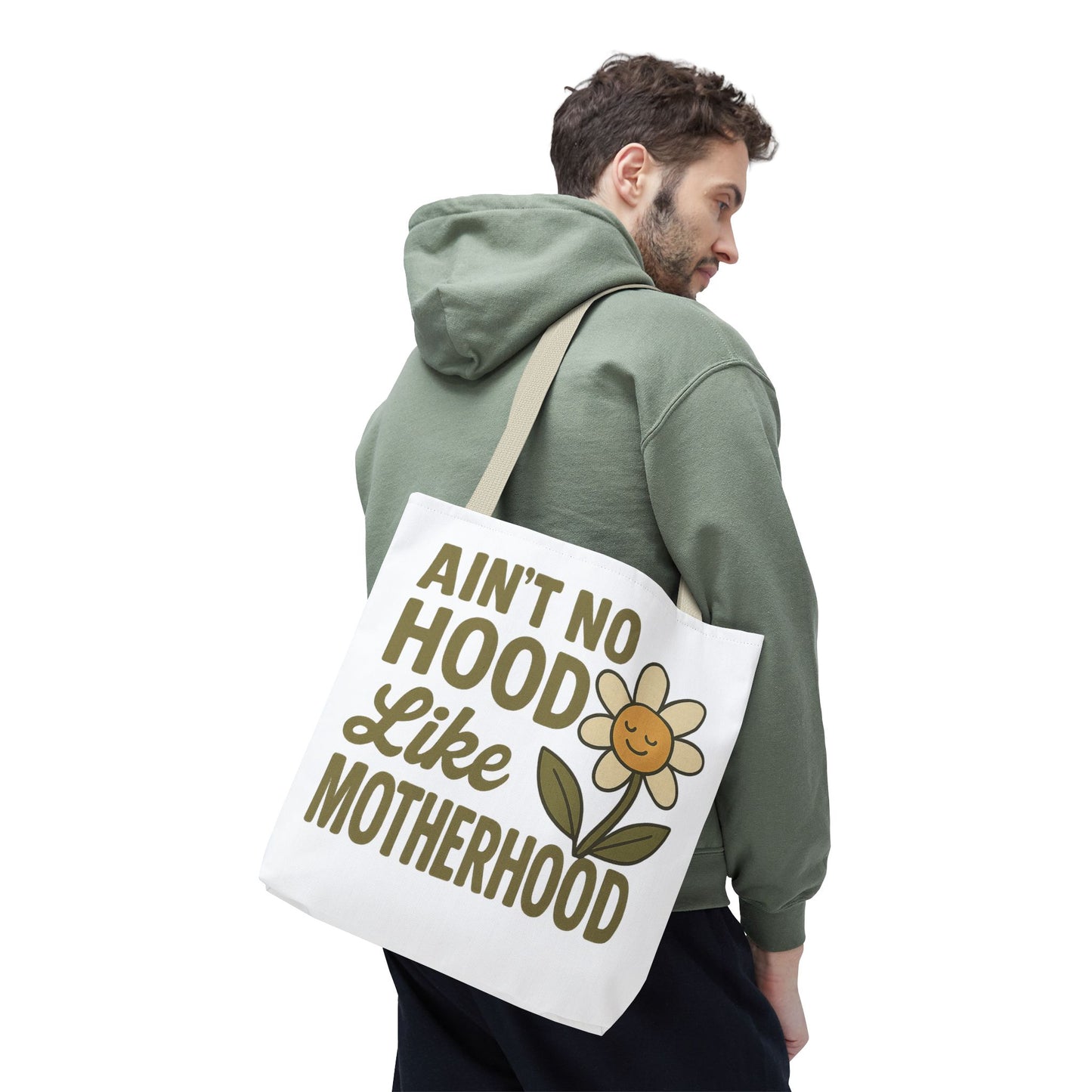 Motherhood Tote Bag with Flower Design Mother's Day Bag Tote for Mom Reusable Shopping Bag