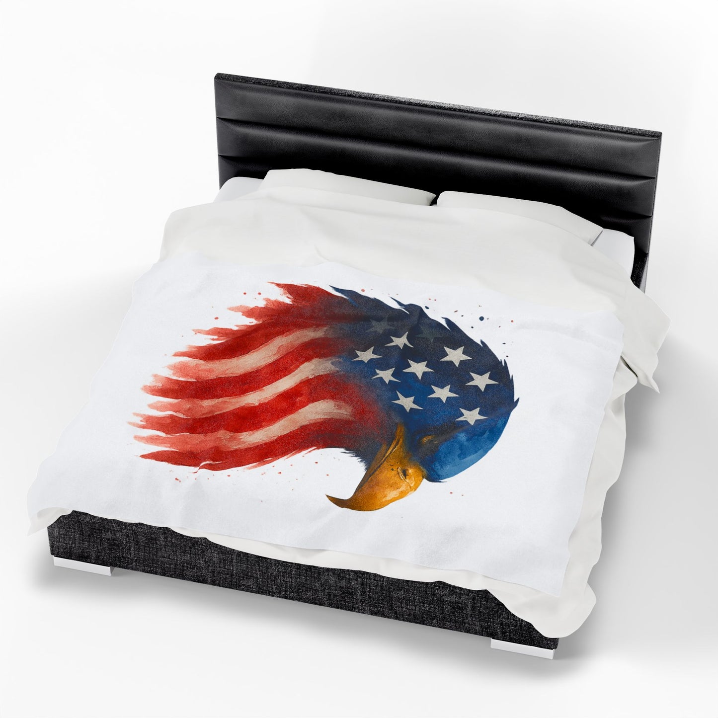 Patriotic Eagle Plush Blanket - Soft USA Flag Throw - Cozy Polyester Eagle Throw for Veterans, 4th of July, Home Decor Gift