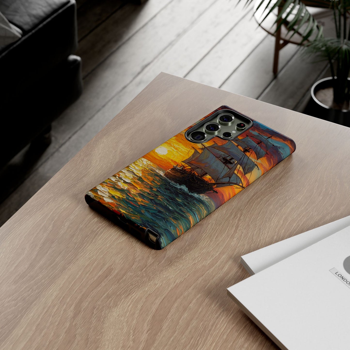 Samsung Galaxy Case - Ship Sailing at Sunset Design