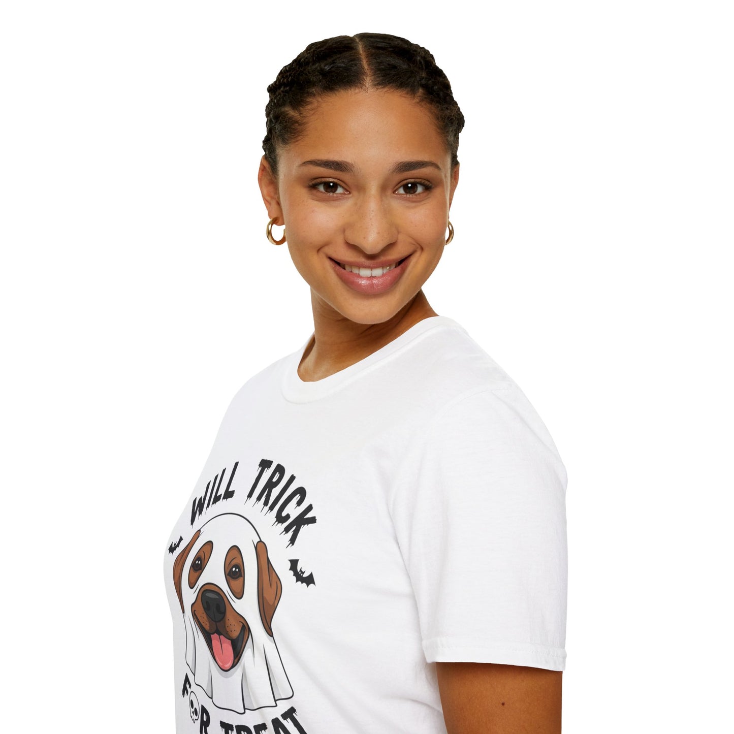 Will Trick for Treat Ghost Dog Halloween T-Shirt | Funny Spooky Dog Tee | Trick or Treat Pup Graphic Tee | Cute Fall Gift for Dog Lovers